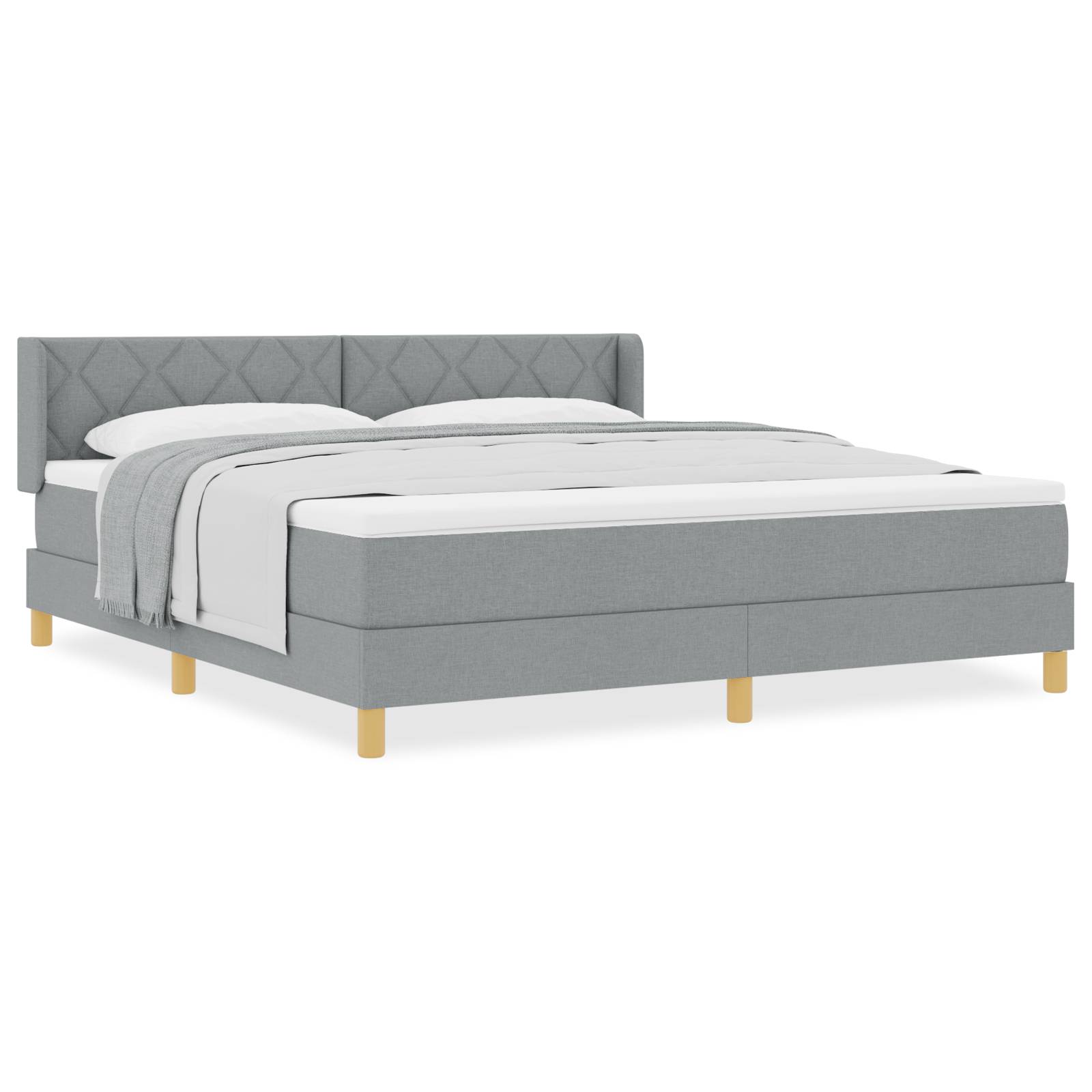 vidaXL Boxspringbett mit Matratze in Hellgrau, 180 x 200 cm Stoff