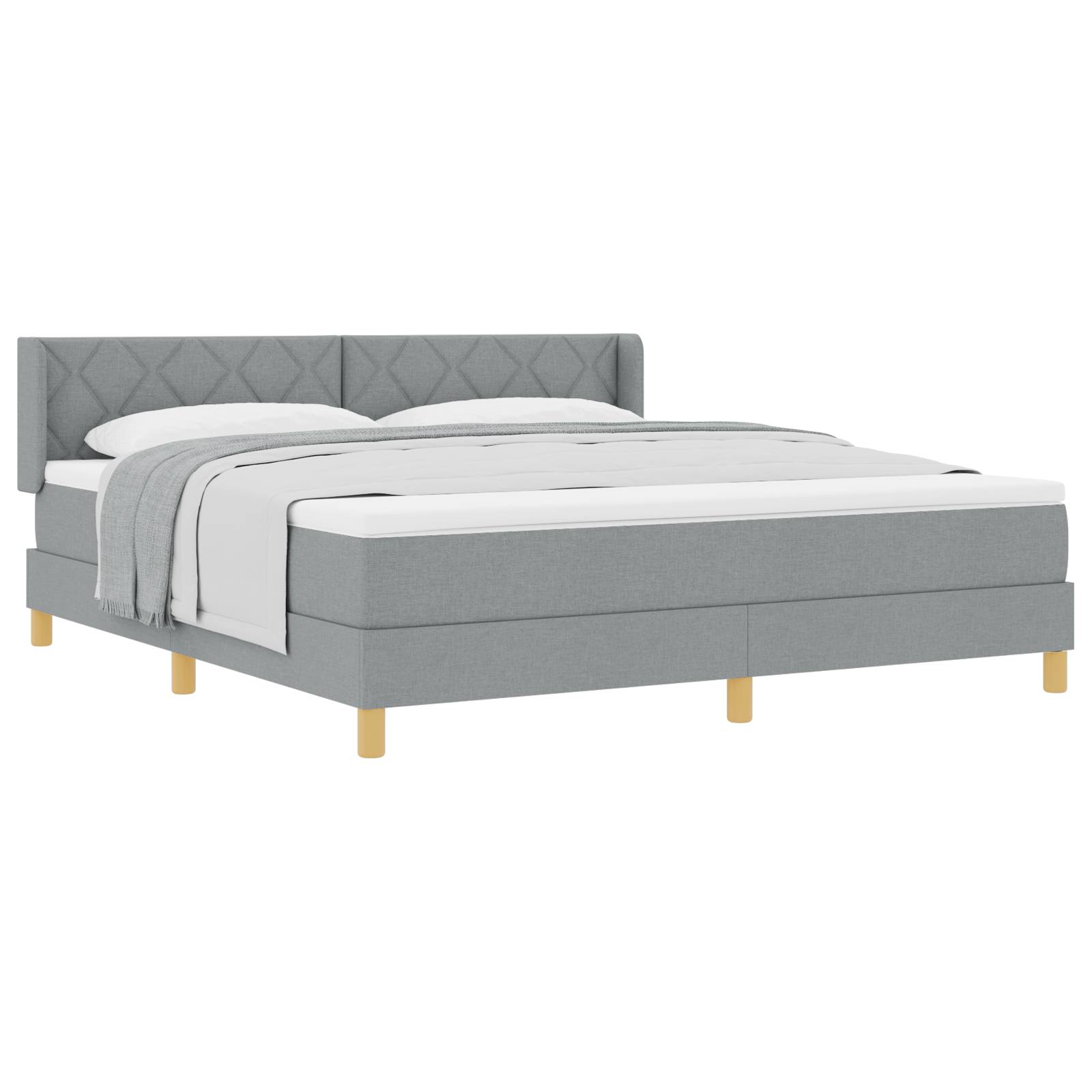 vidaXL Boxspringbett mit Matratze in Hellgrau, 180 x 200 cm Stoff