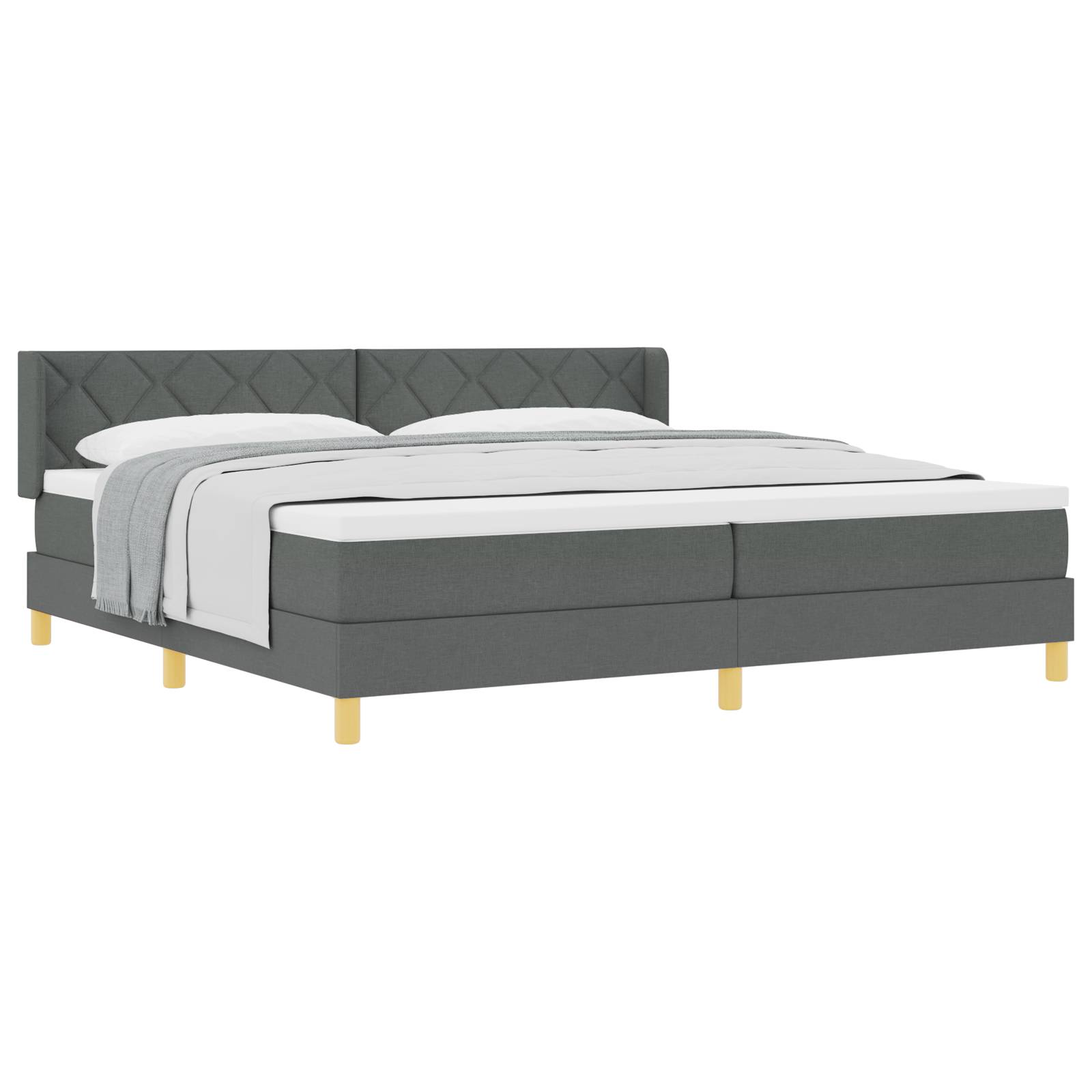 vidaXL Boxspringbett mit Matratze - Dunkelgrau 200 x 200 cm - Stoff