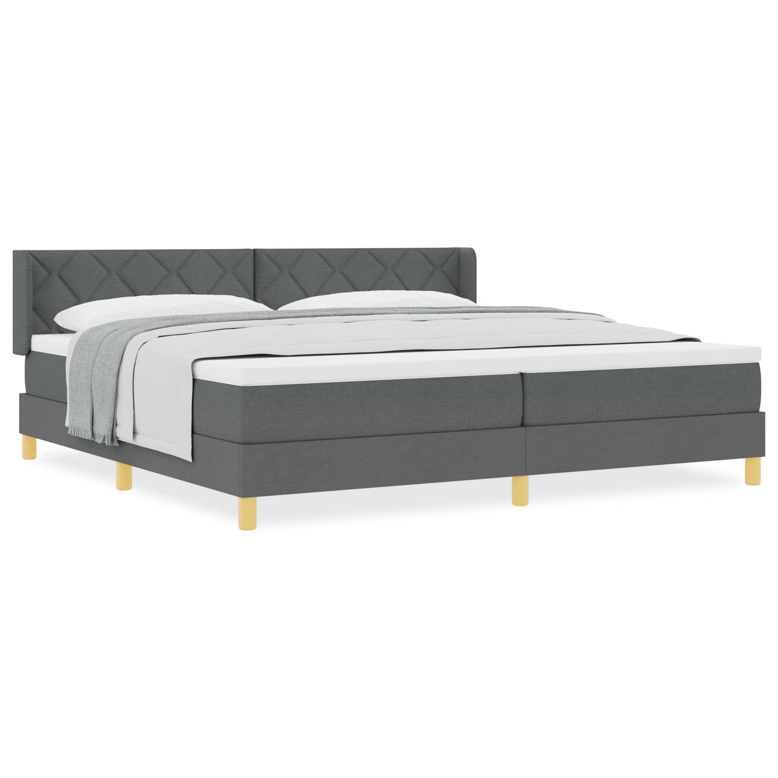 vidaXL Boxspringbett mit Matratze - Dunkelgrau 200 x 200 cm - Stoff