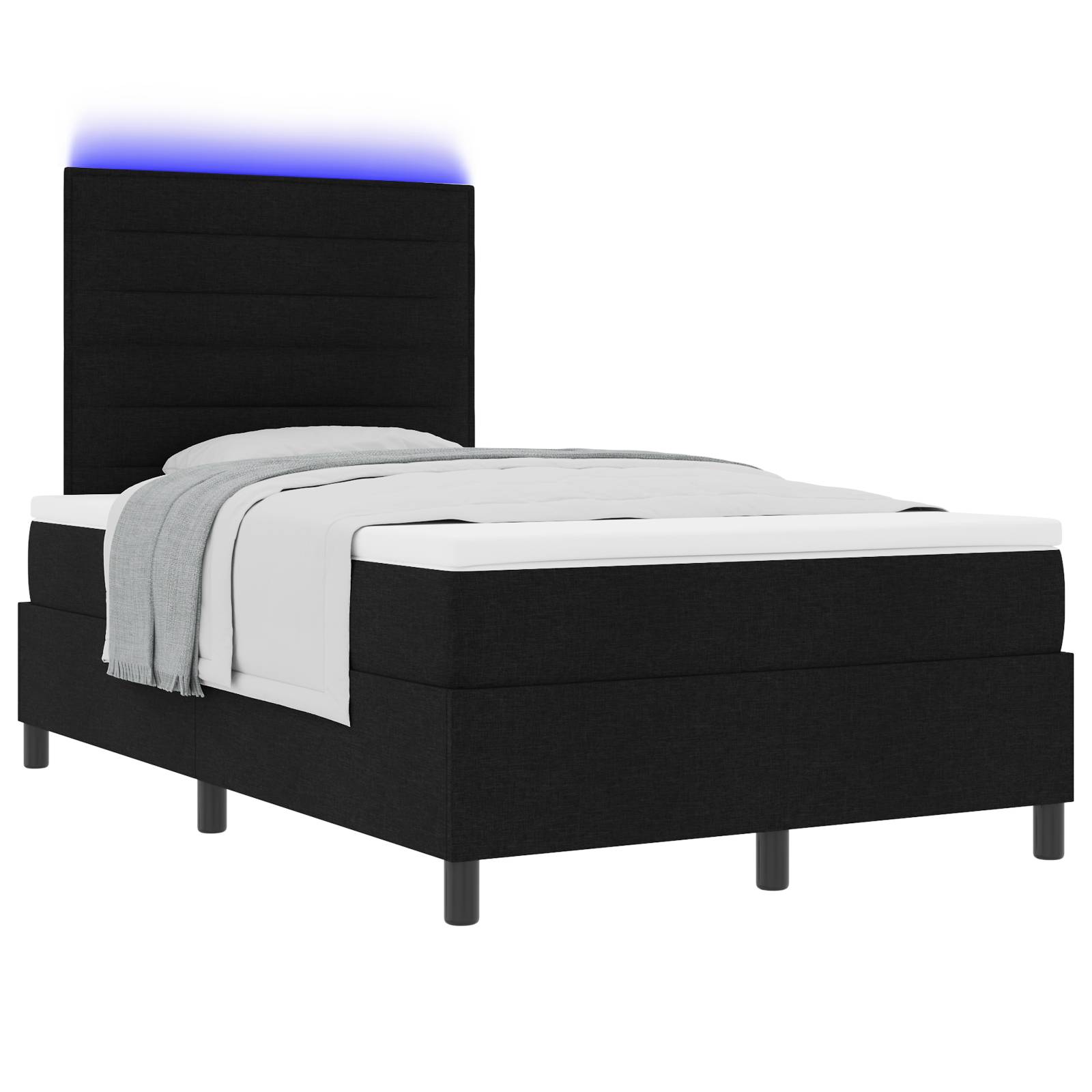 vidaXL Boxspringbett mit Matratze & LED Schwarz, 120 x 200 cm