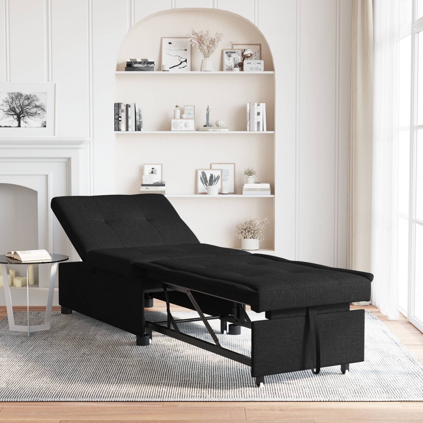 vidaXL 3-in-1 Sofa-Bett mit ausziehbarem Design in Schwarz
