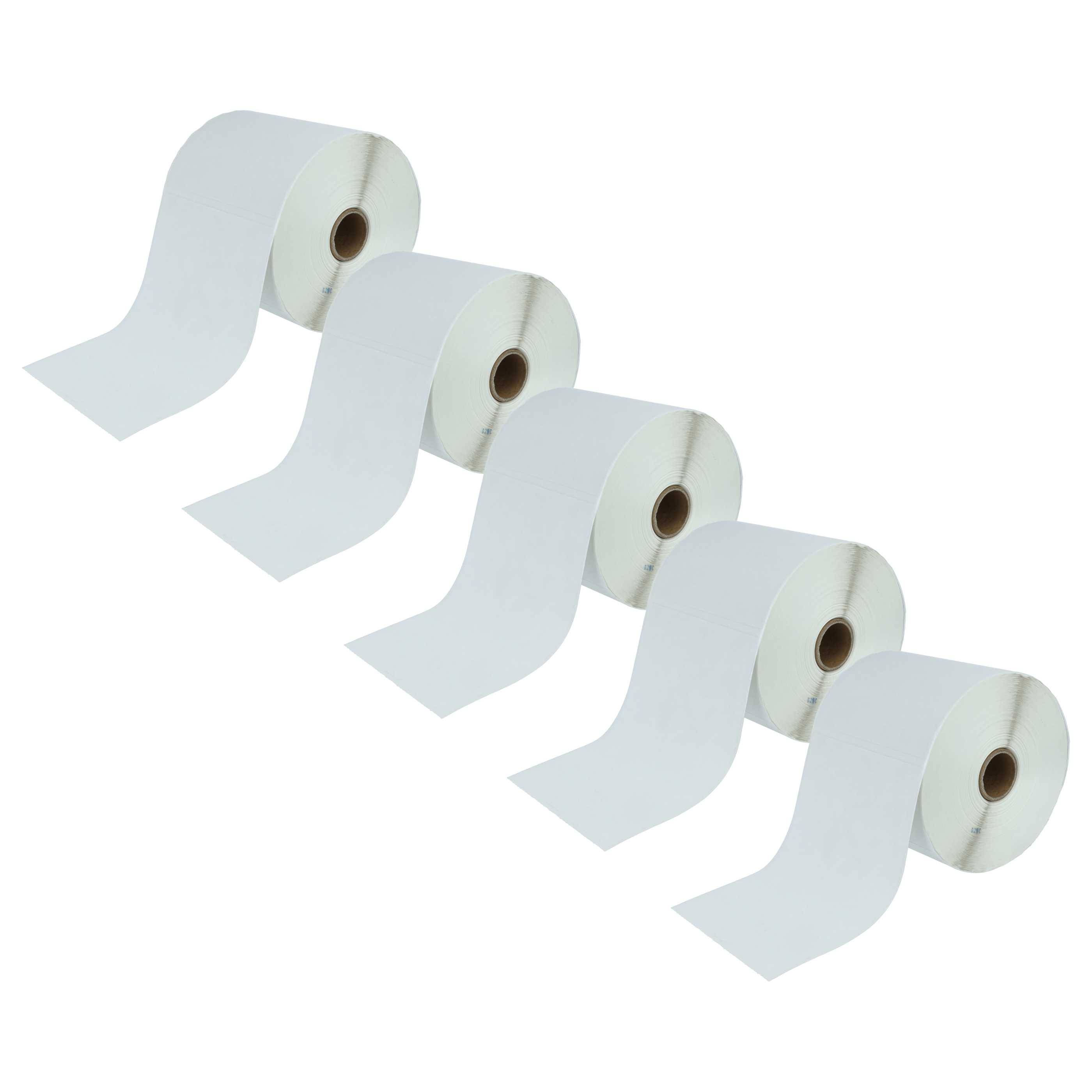 vhbw 5x Thermo-Etiketten-Rolle 101,5mm x 152mm (500 Etiketten) kompatibel mit Zebra LP2642, LP2844, LP2742 Etiketten-Drucker - Selbstklebend