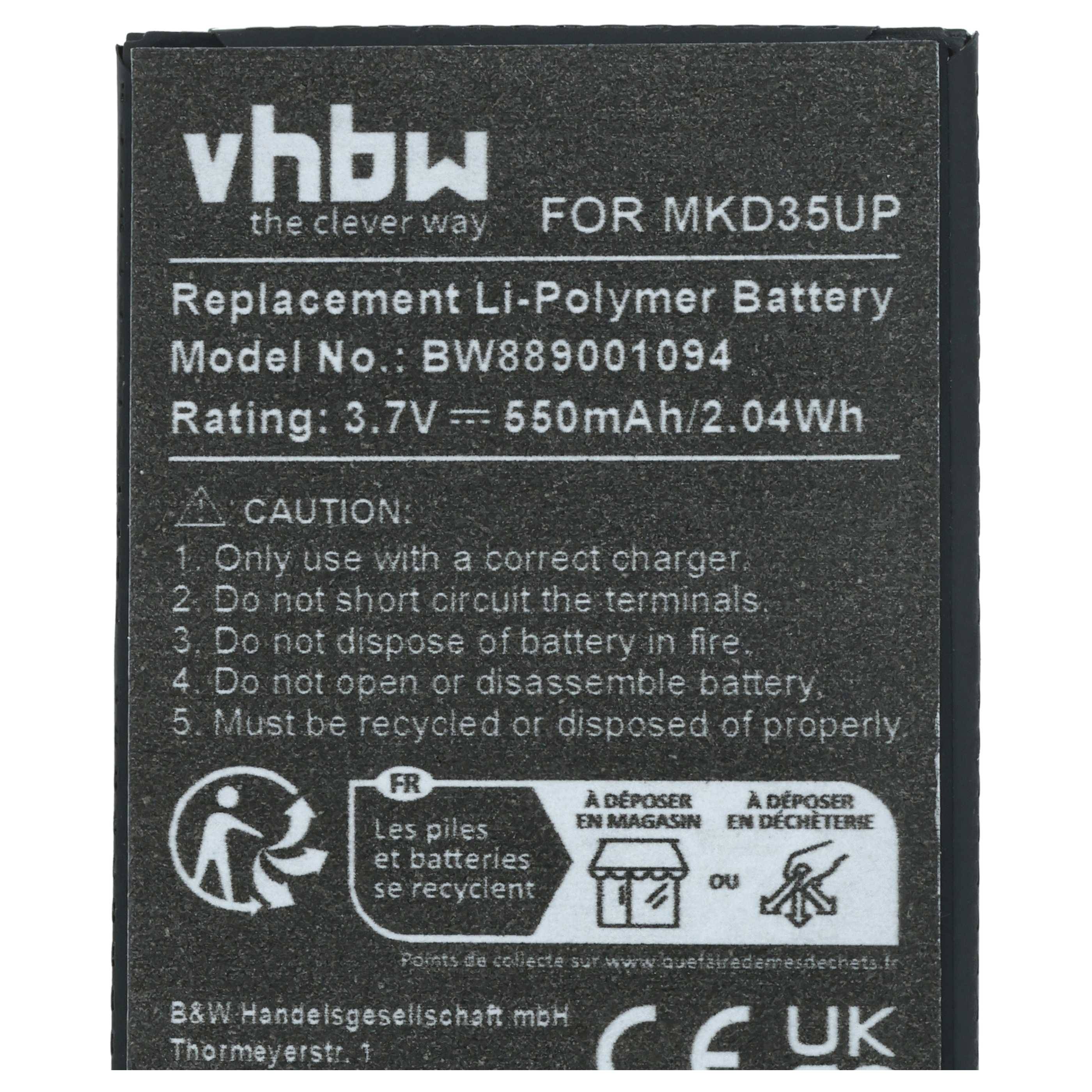 vhbw Akku Ersatz für BMW MKD35UP für Autoschlüssel (550 mAh, 3,7 V, Li-Polymer)