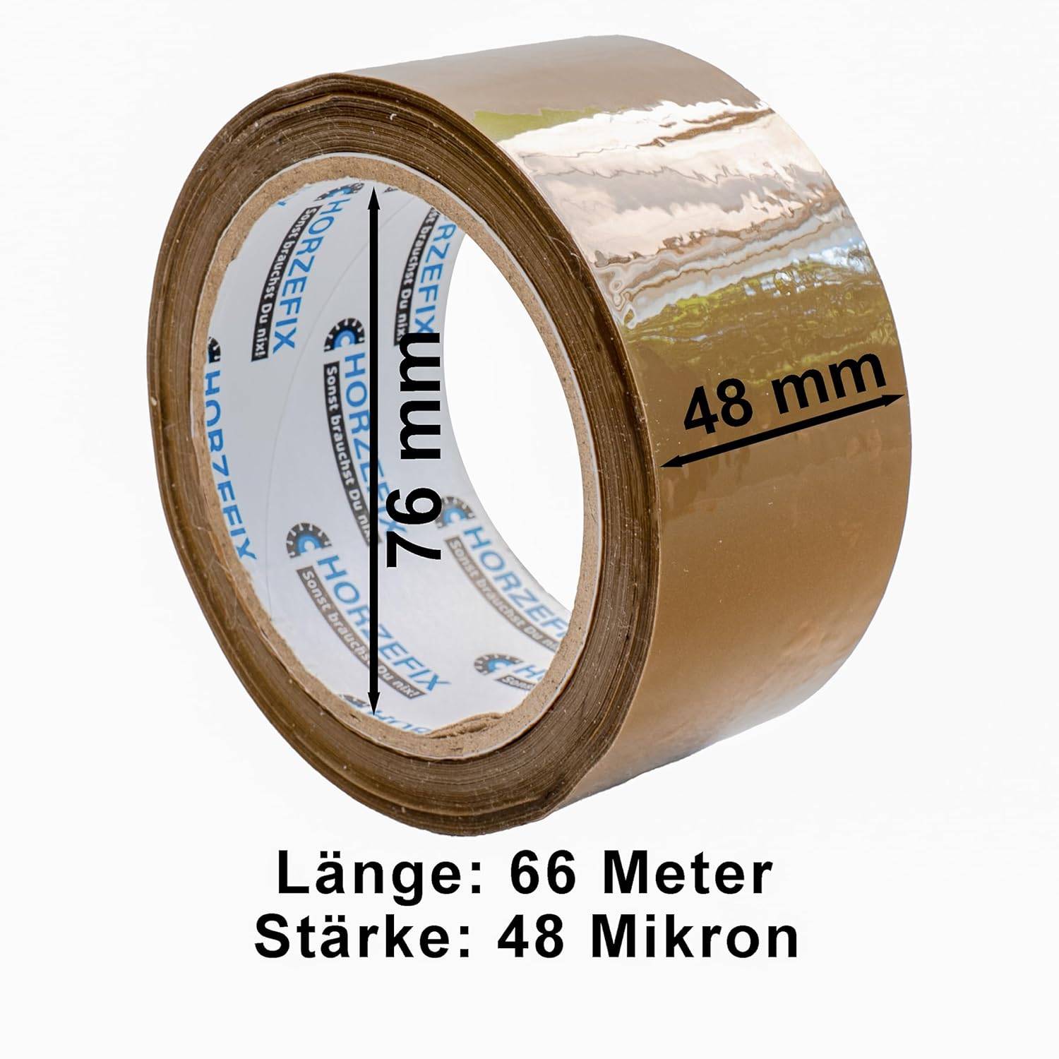HorzeFix Paketklebeband braun, 48 mm x 66 m, stark & leise, universell für Versand & Umzug, Einzel (1, braun)