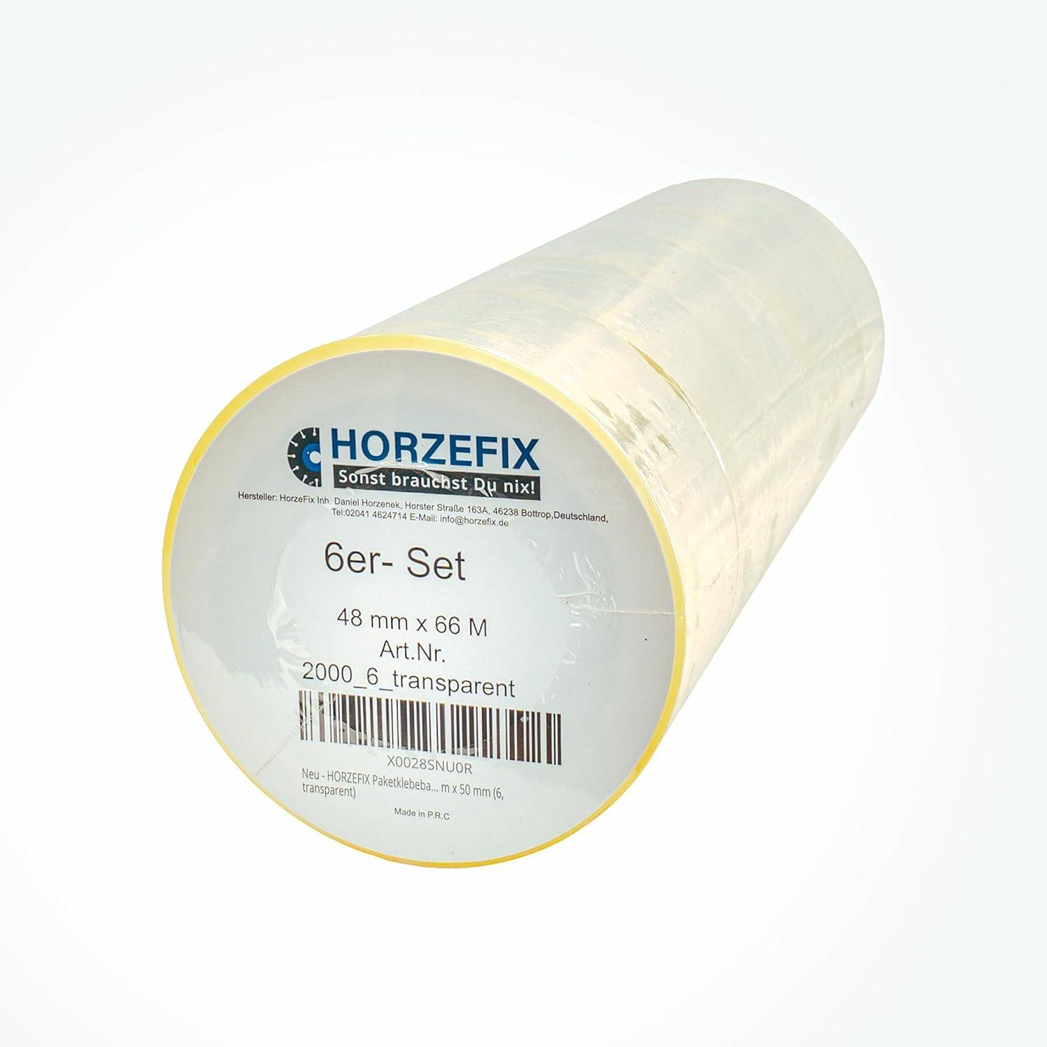 HorzeFix Paketklebeband transparent, 48 mm x 66 m, stark & leise, universell für Versand & Umzug, 6er Pack (6, transparent)