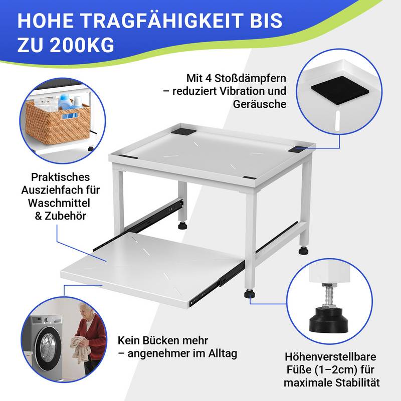Waschmaschinen Untergestell Weiß Unterbausockel 63x54x45.5cm