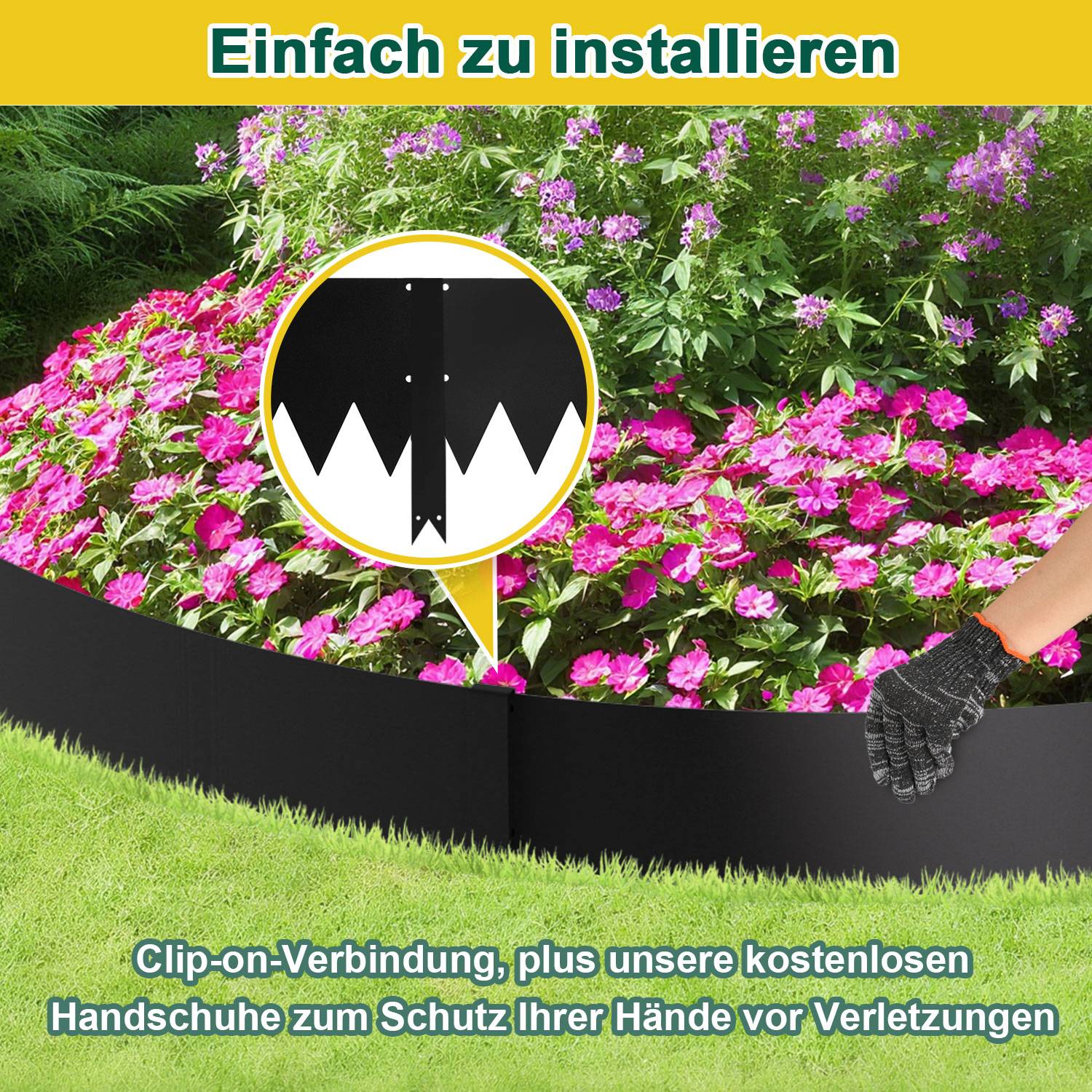 Rasenkante Schnecken Abwehr Verzinkt Blumenzaun Trennrand Gartenumrandung Stahl 100x20cm 20m Schwarz