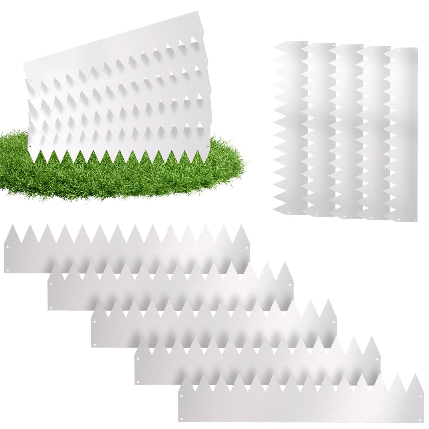 Rasenkante Schnecken Abwehr Verzinkt Blumenzaun Trennrand Gartenumrandung Stahl 100x20cm 70m Silber