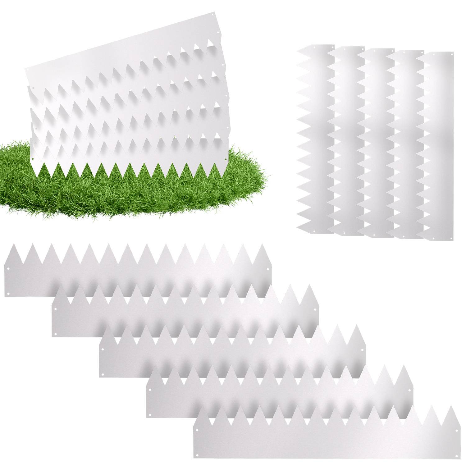 Rasenkante Profilkante Beetrand Beeteinfasung Rasen Kante Rasenflächen 100x20cm 10m Silber