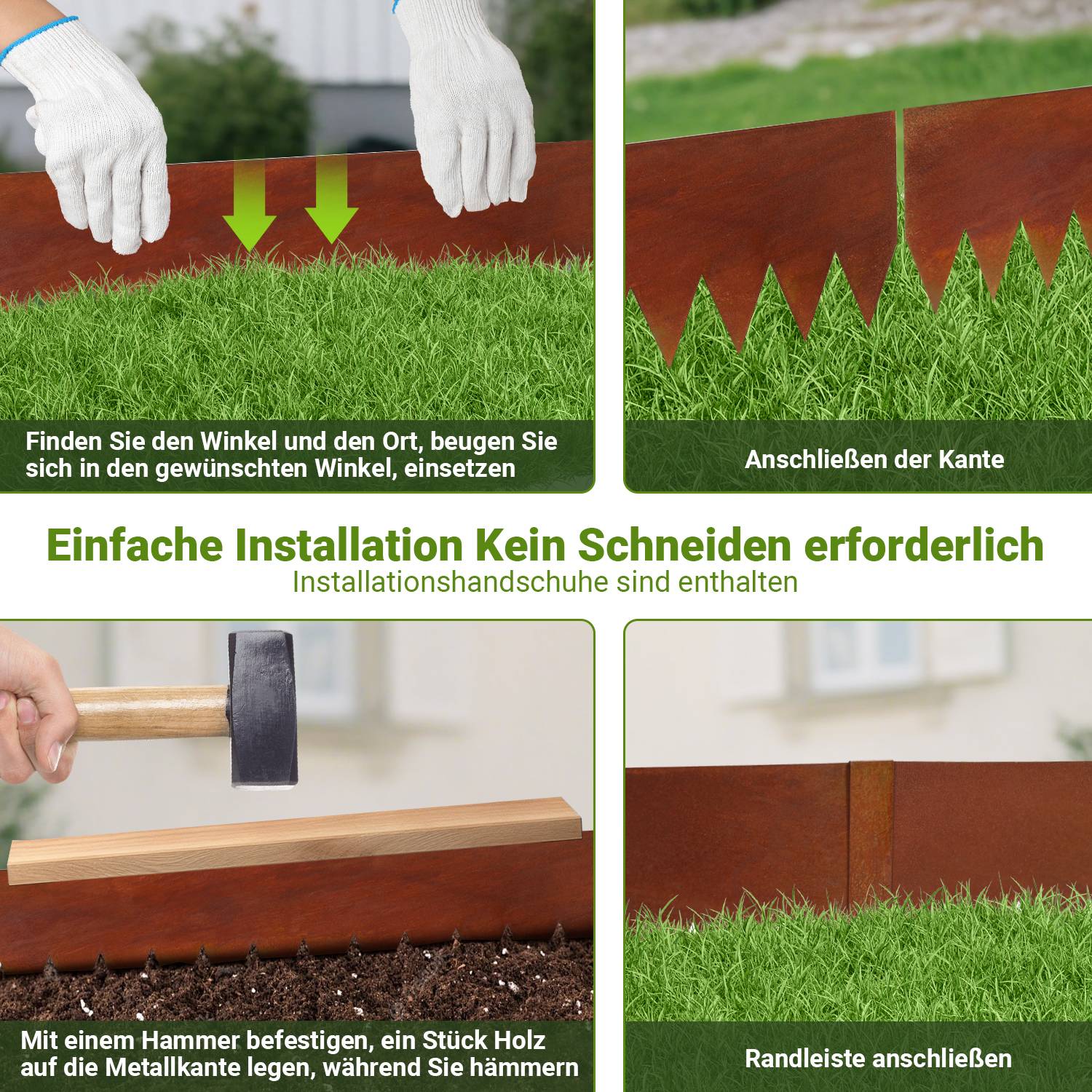 Rasenkante Schnecken Abwehr Verzinkt Blumenzaun Trennrand Gartenumrandung Stahl 100x20cm 45m Rost