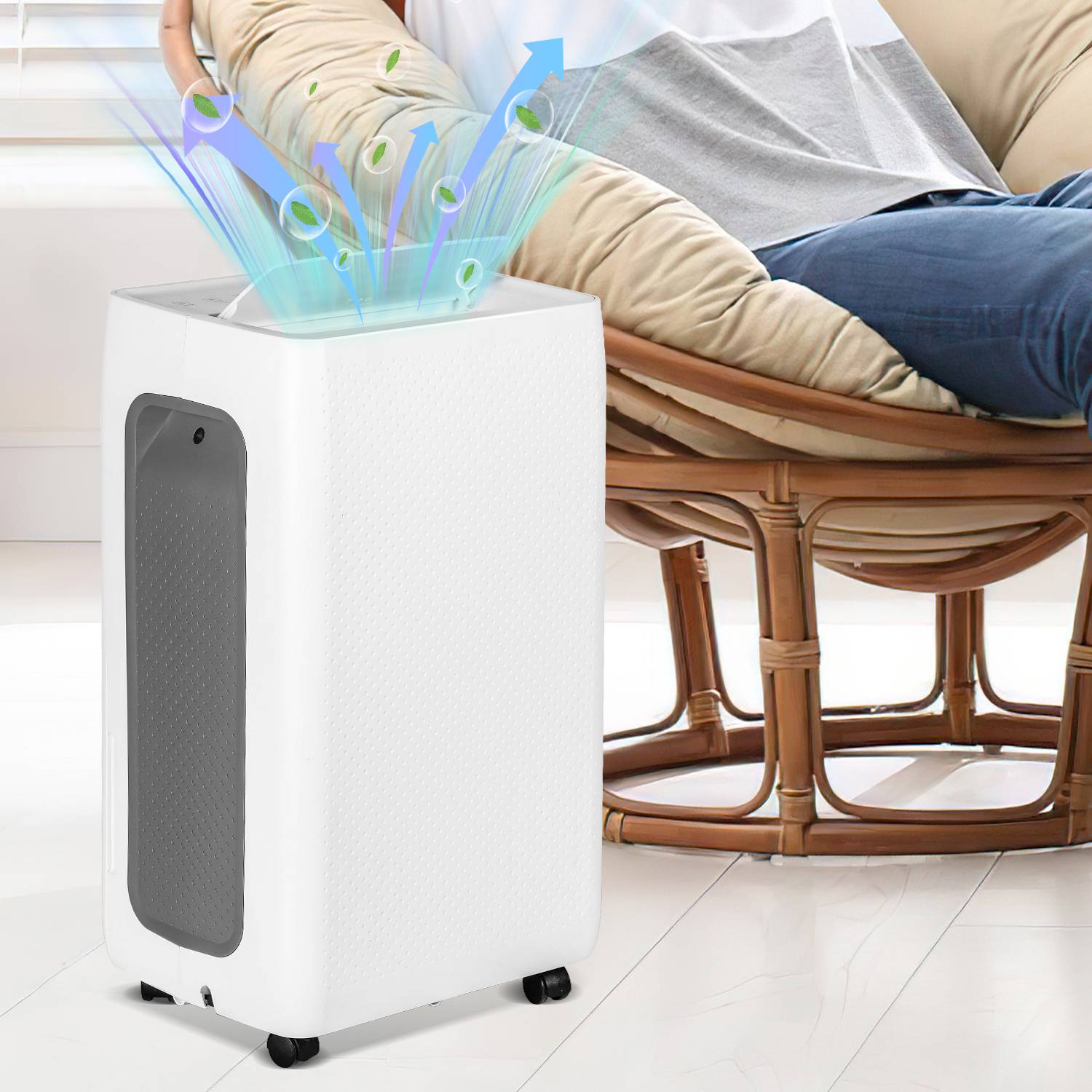 Luftentfeuchter Lufttrockner 26L/Tag 4.3L-Tank, Raumentfeuchter 43dB, mit Wassertank Dehumidifier