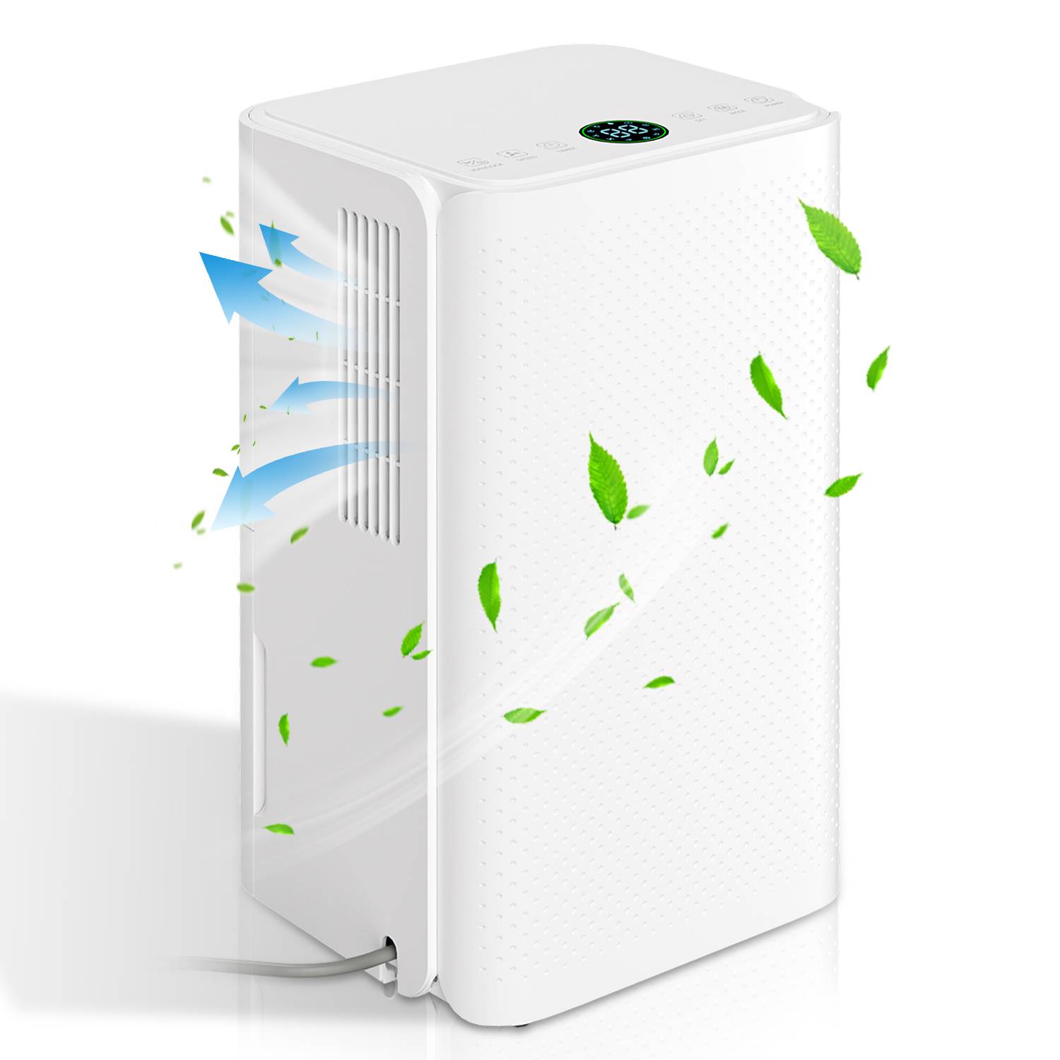 Mobile Luftentfeuchter 16L/Tag mit 2 Geschwindigkeiten, Raumentfeuchter 38dB, Lufttrockner inkl. 2L Wassertank & 24H Timer Entfeuchter, Dehumidifier