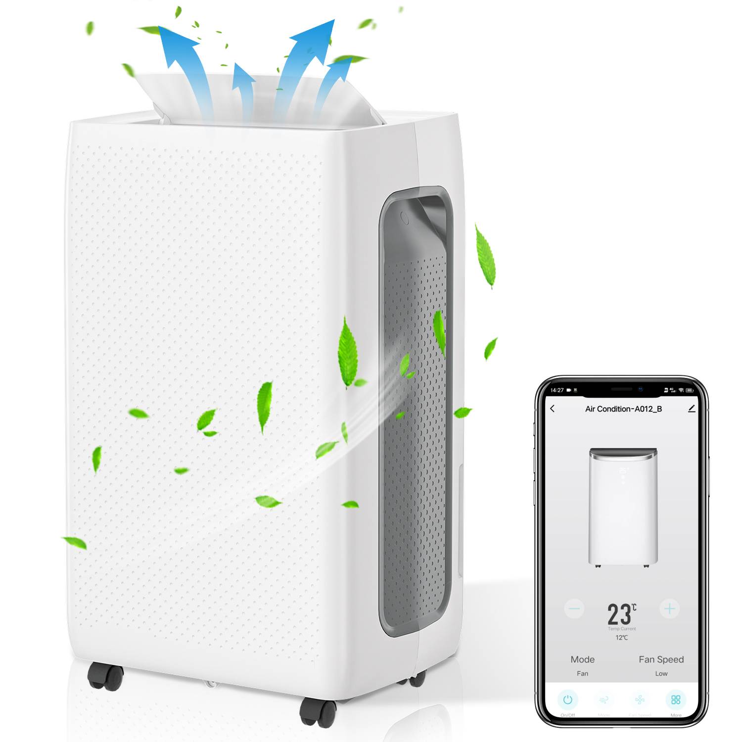 Mobile Luftentfeuchter 26L/Tag WiFi mit 2 Geschwindigkeiten, Raumentfeuchter 43dB, Lufttrockner inkl. 4L Wassertank & 24H Timer Entfeuchter