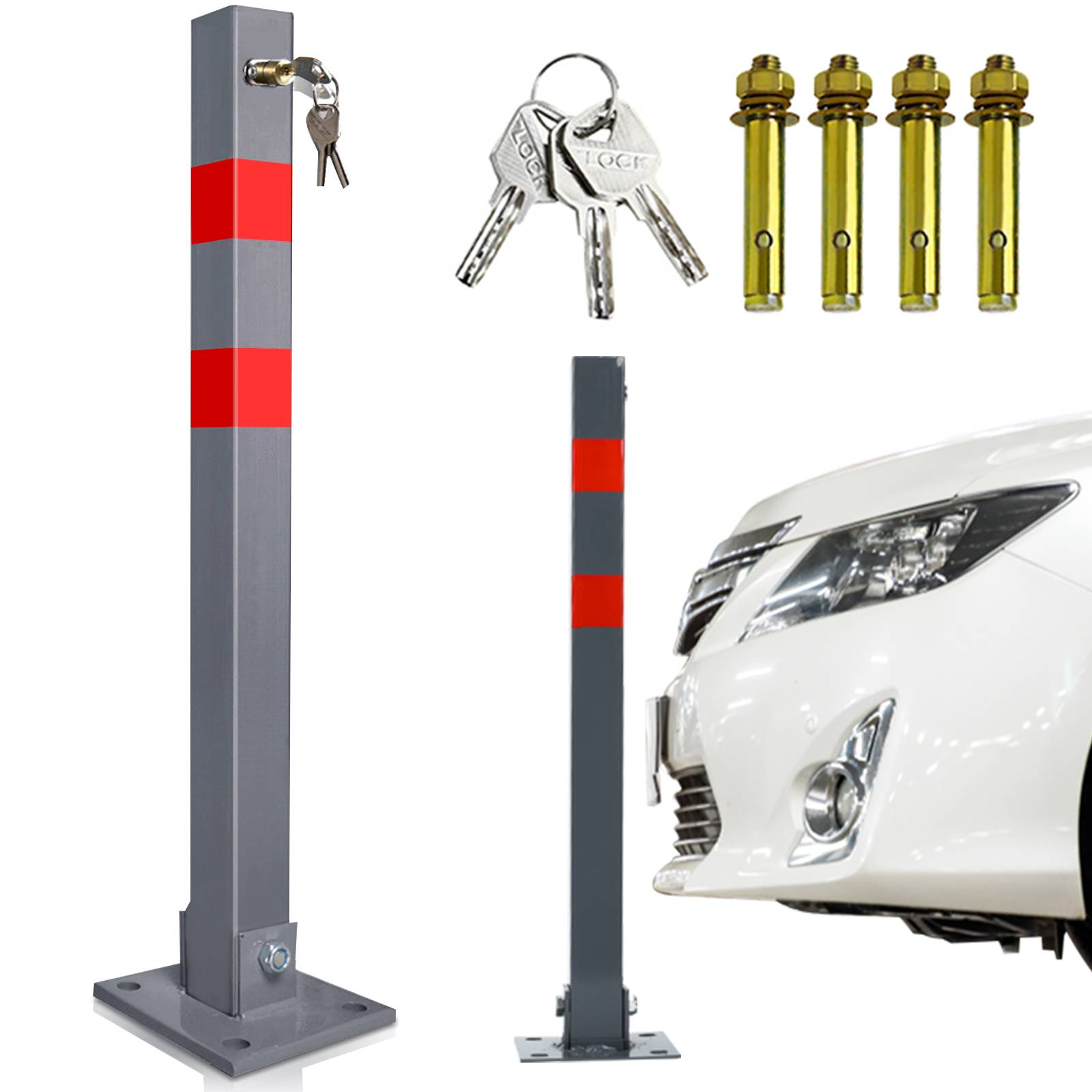 Absperrpfosten Parkplatzsperre Klappbar 66cm abschließbar rostfreier