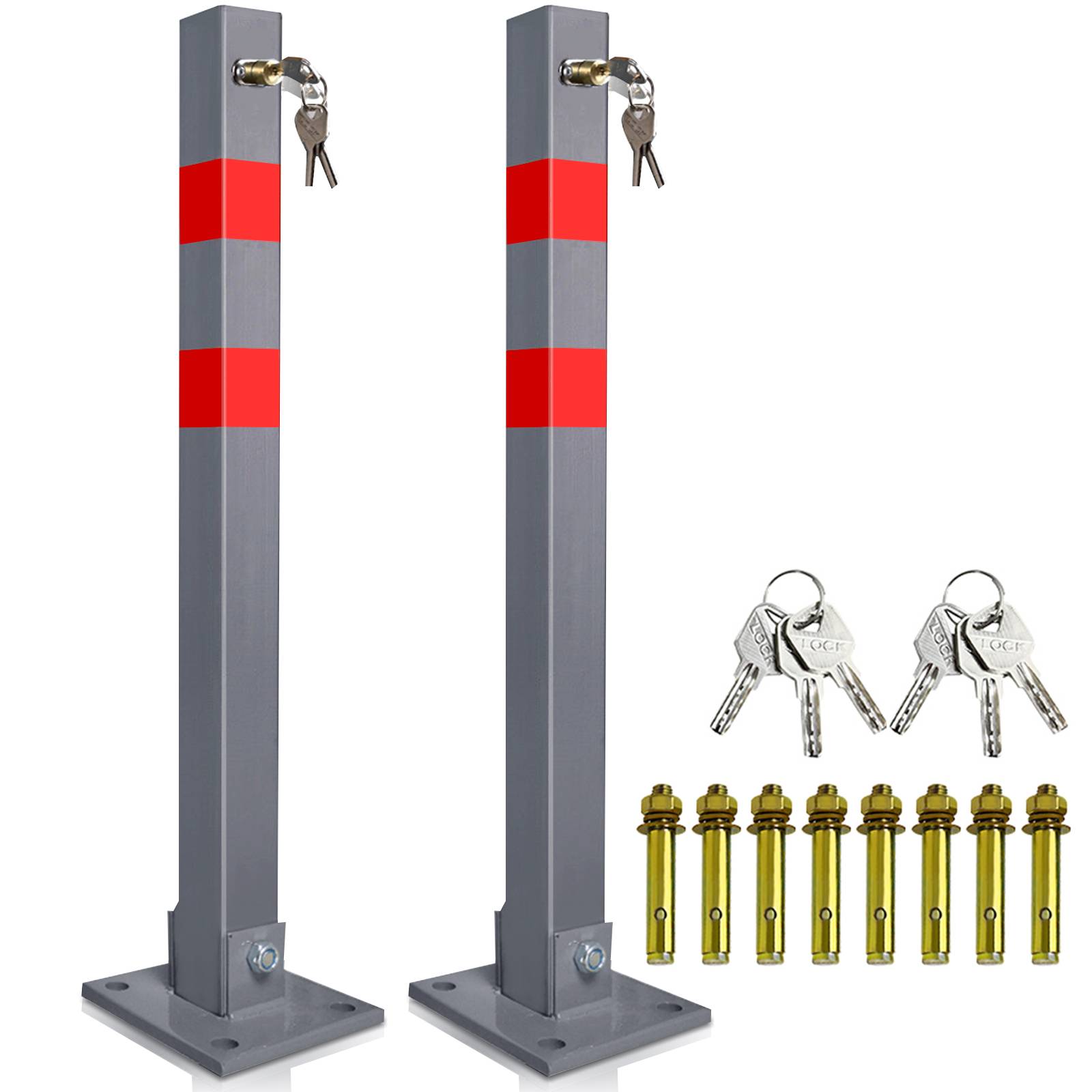 Absperrpfosten 2X Parkplatzsperre Klappbar 66cm abschließbar rostfreier