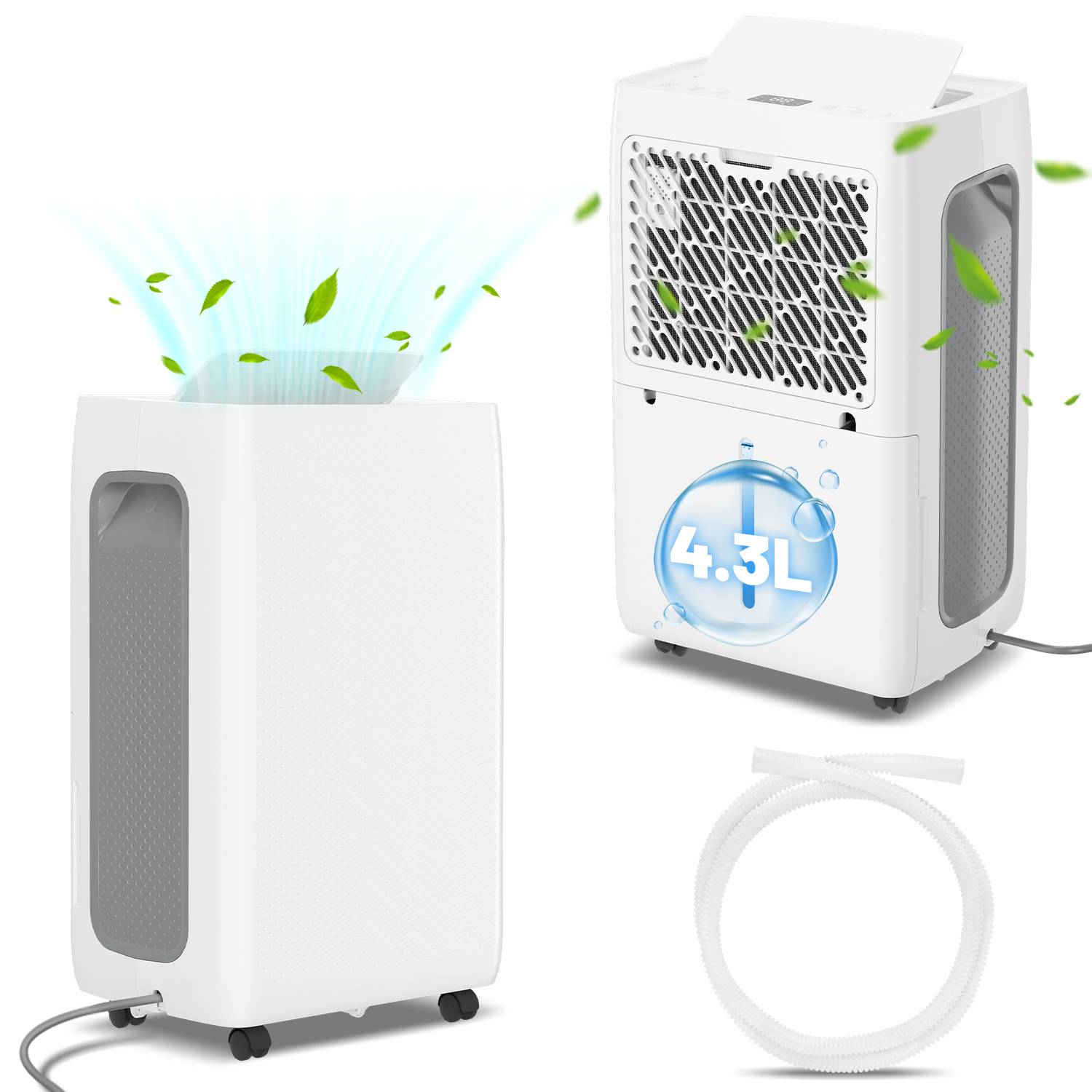 Luftentfeuchter 26L/Tag bis 30㎡, Entfeuchter inkl. 4.5L Wassertank, automatisch Entleerung, 24H Timer, Überlaufschutz, 43dB, Dehumidifier