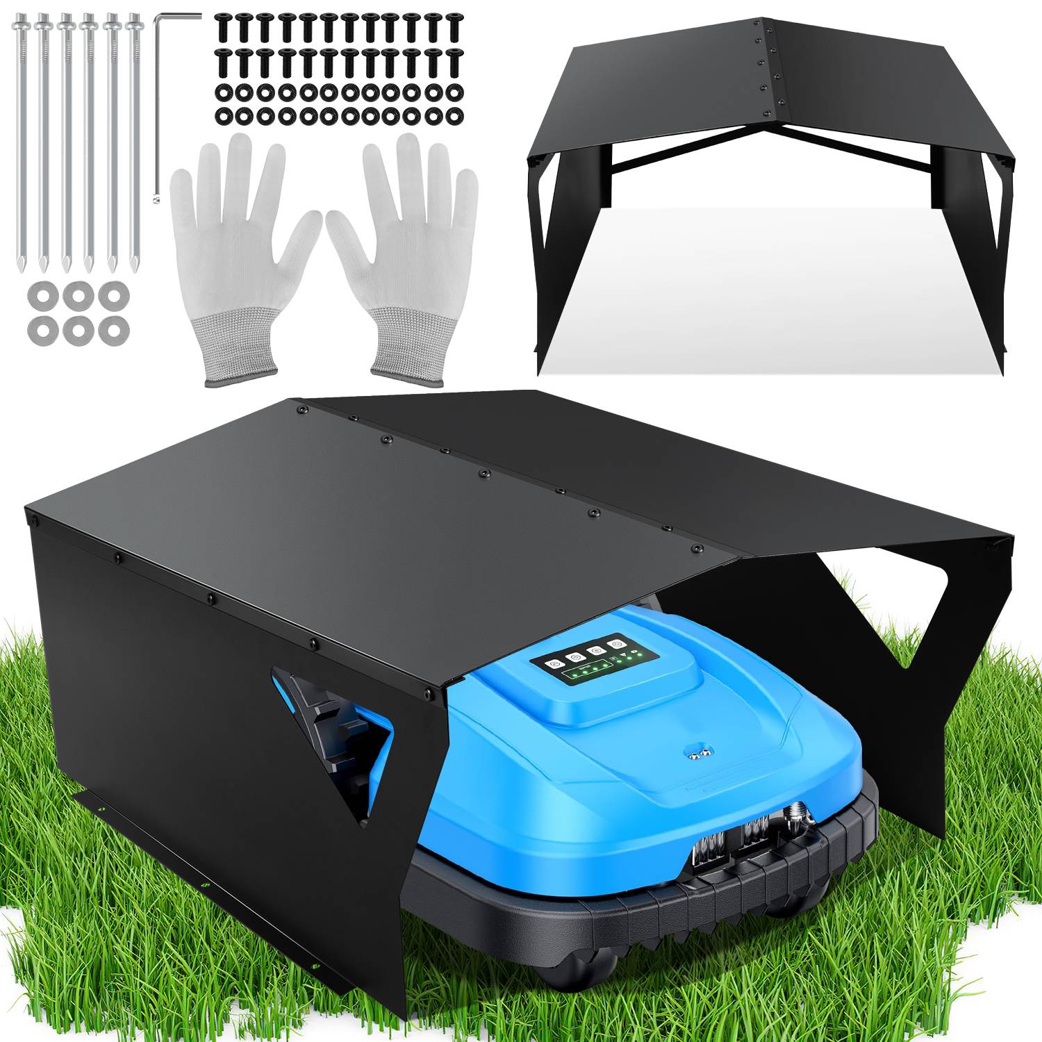 Rasenmäher Garage Schwarz Cover 78*60*34CM Gartengeräte Mähroboter Dach