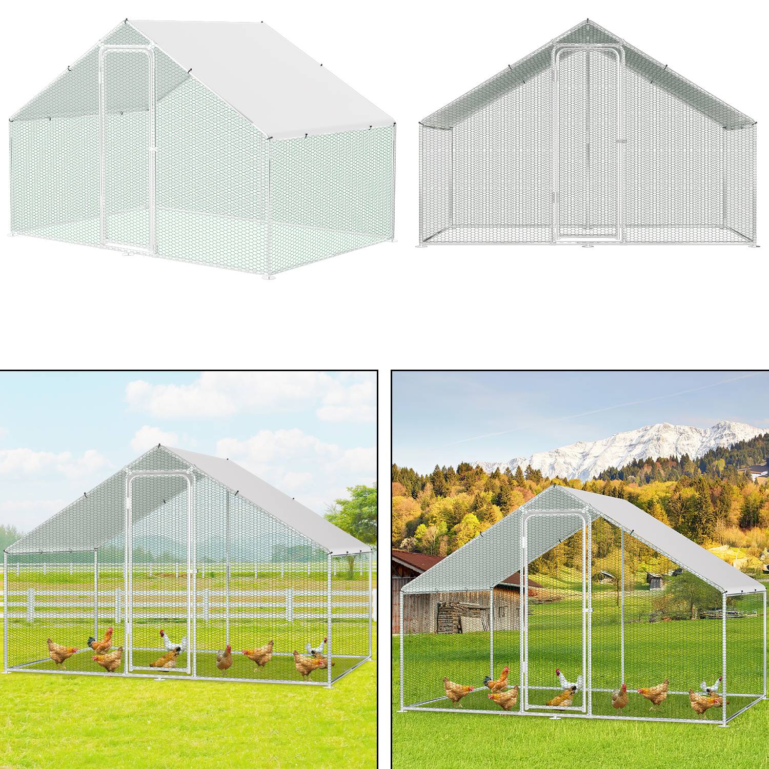 Hühnerstall Hühnerhaus Dach Geflügelstall Kleintier Ställe Freilaufgehege mit abschließbare Tür, 3 x 2 x 2 m