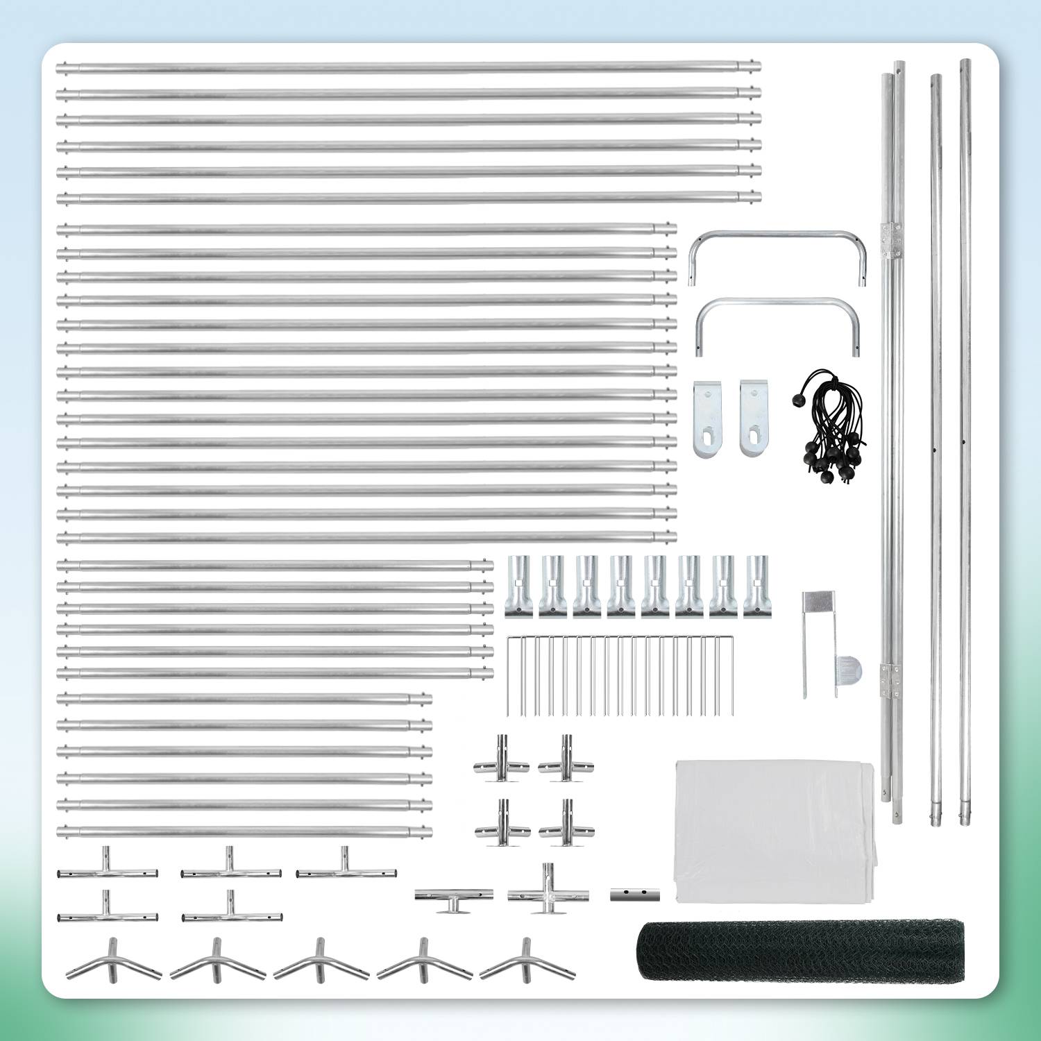 3x3x2m Hühnerstall Hühnerhaus verzinktem Hasenkäfig Geflügelstall Käfig PE -Schattendach, Verzinkter Stahlrahmen, Außenzaun Verwendet für Hühn