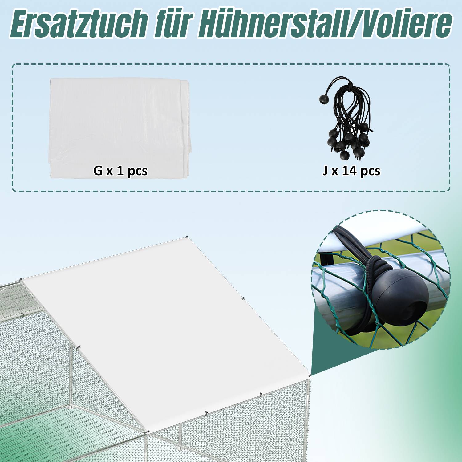 Wasserdichte Abdeckung aus Wasserdicht und UV-beständig PE-Material für Hühnerställe, geeignet(Ersatzteile, ohne Hühnerstall)
