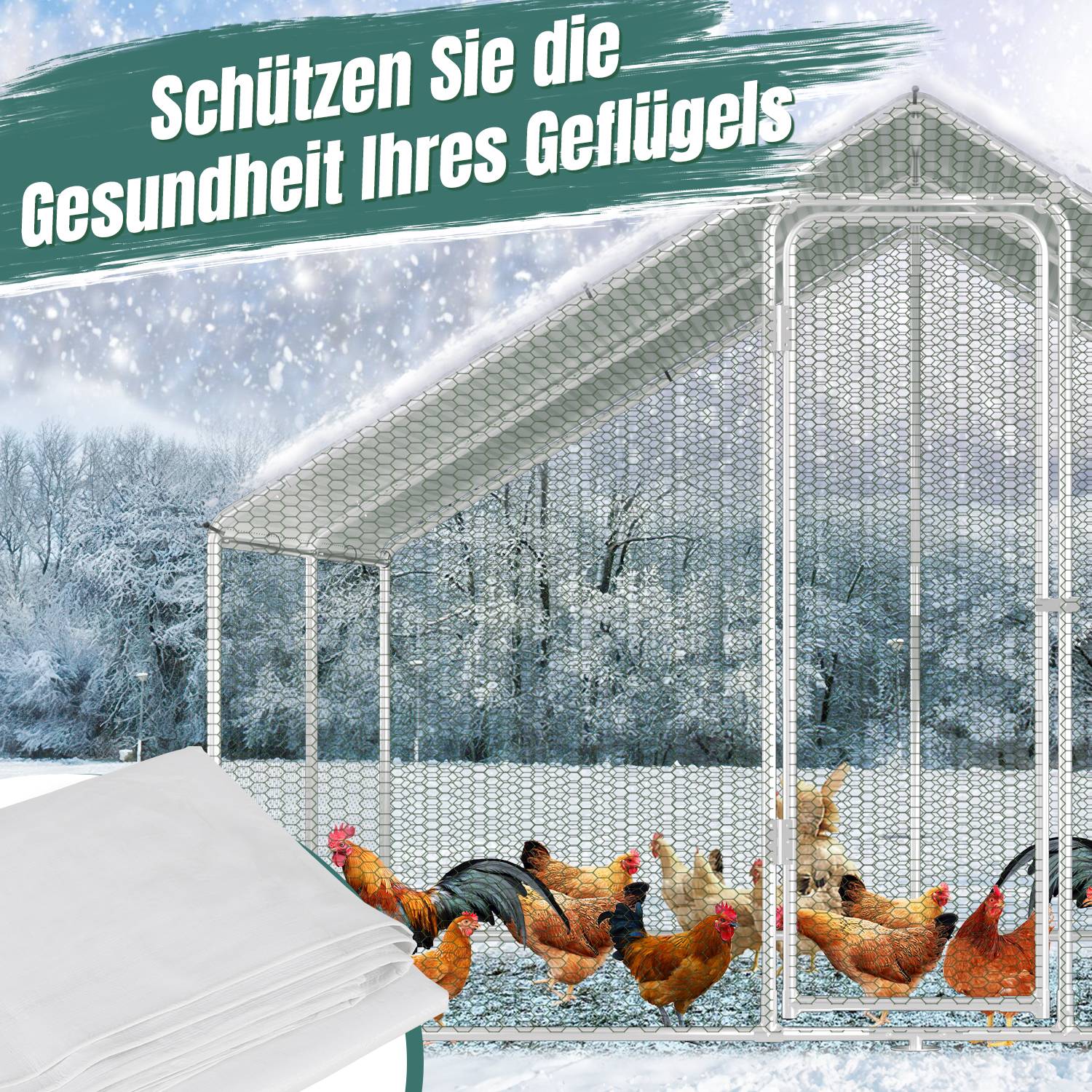 Wasserdichte Abdeckung aus Material PE für Hühnerställe, geeignet für Geflügelzuchtbetriebe(Ersatzteile, ohne Hühnerstall)