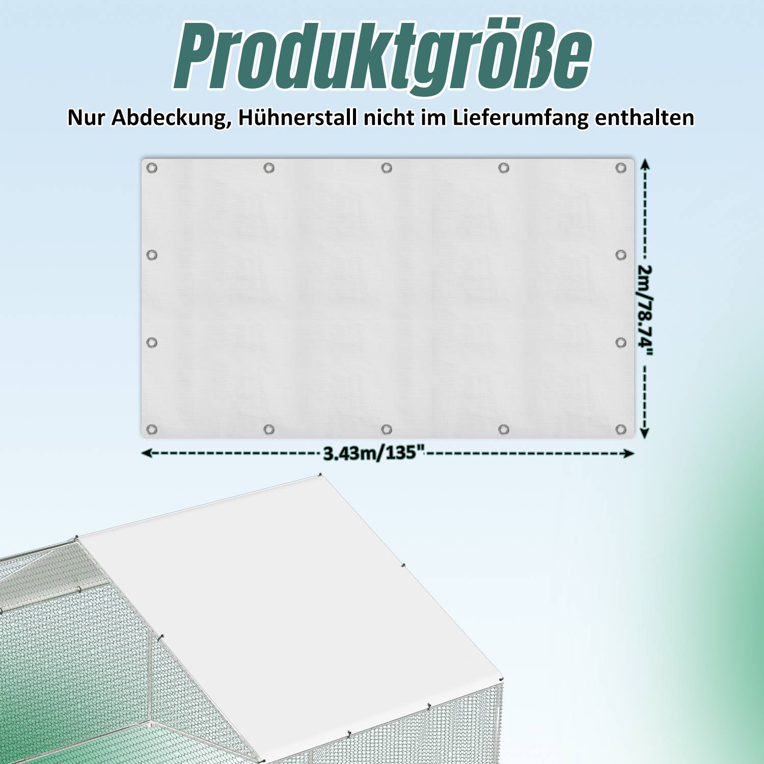 Wasserdichte Abdeckung aus Wasserdicht und UV-beständig PE-Material für Hühnerställe, geeignet(Ersatzteile, ohne Hühnerstall)