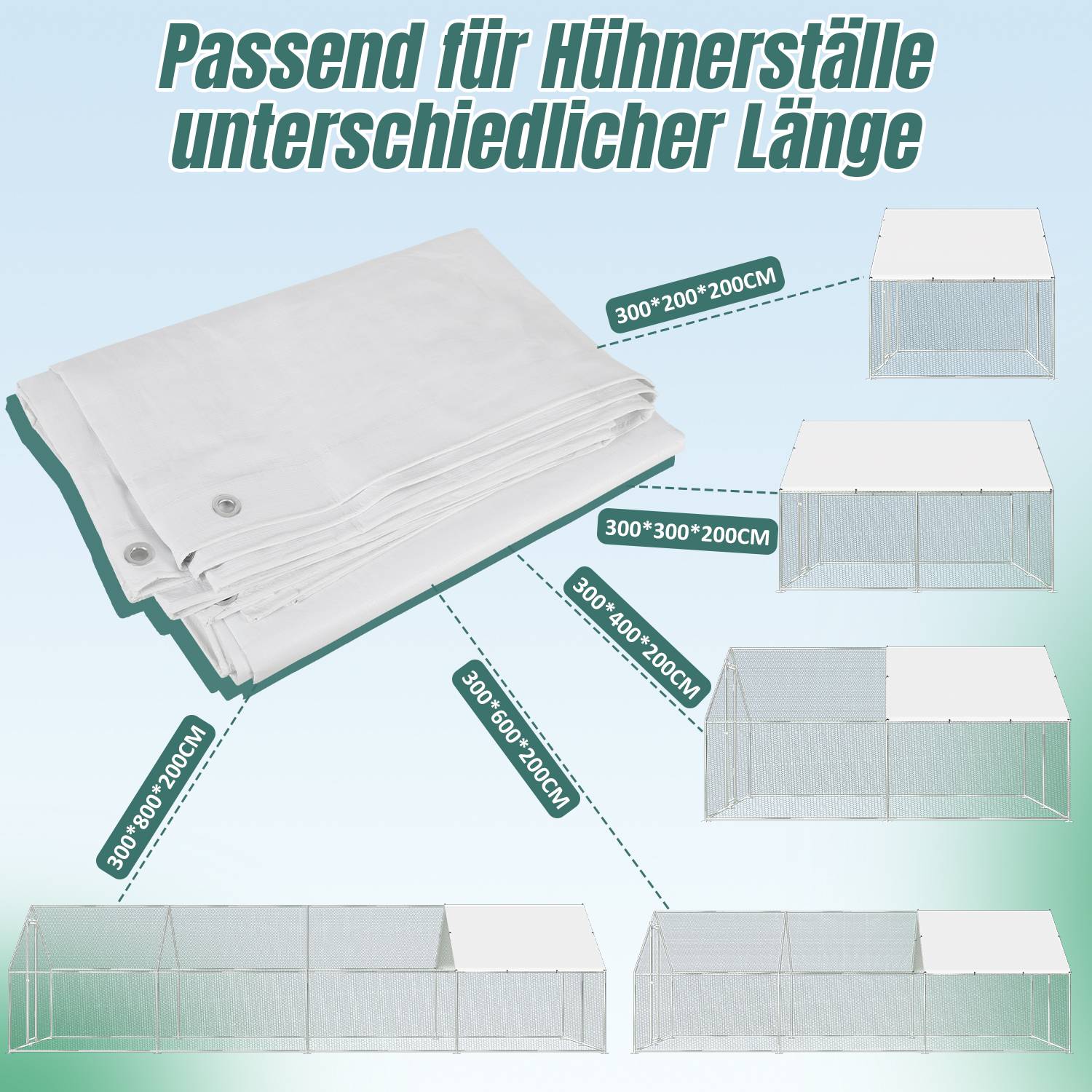 Wasserdichte Abdeckung aus Wasserdicht und UV-beständig PE-Material für Hühnerställe, geeignet(Ersatzteile, ohne Hühnerstall)