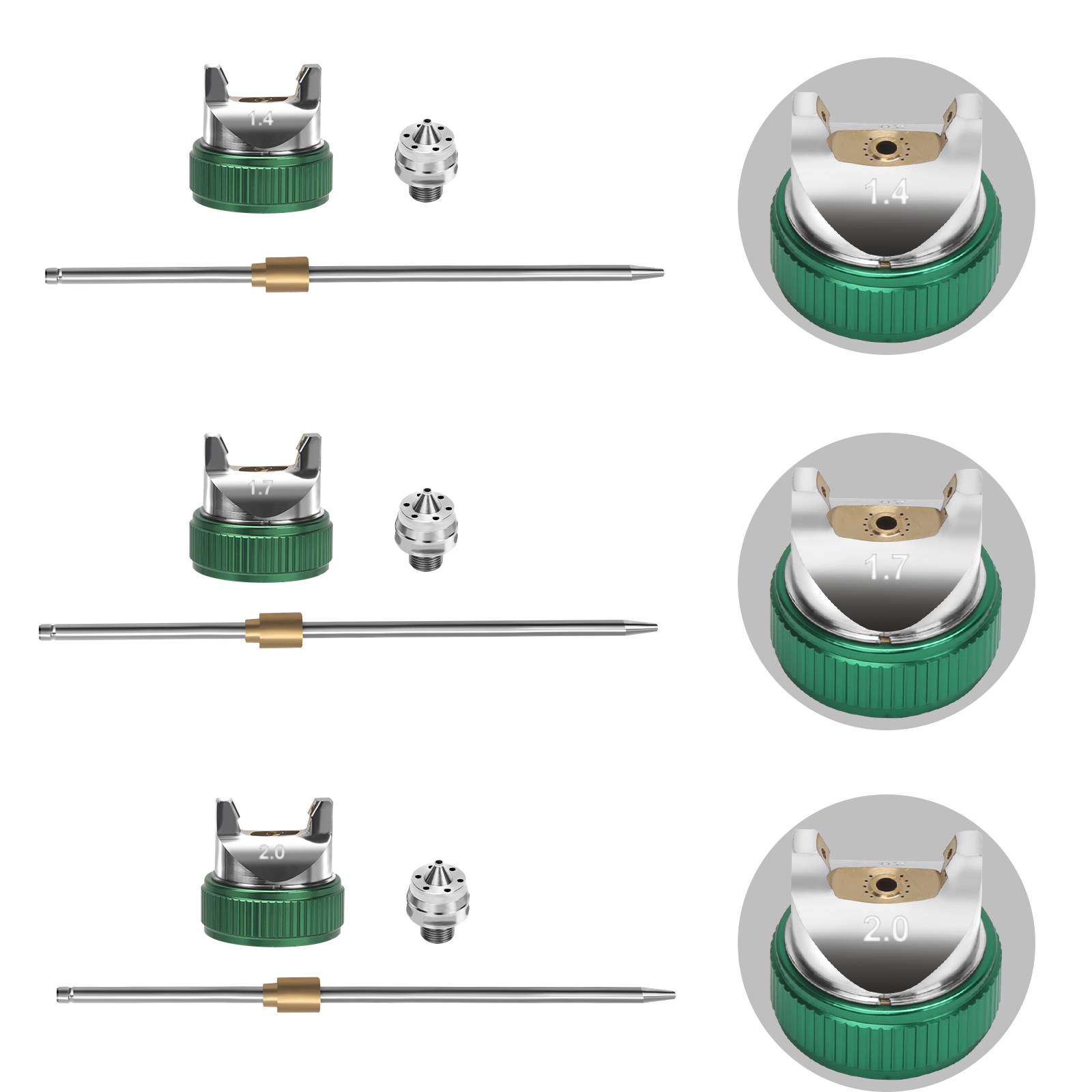 HVLP Lackierpistole 3 Düsen(1.4/1,7/2.0mm) , 600 ml Becher, verstellbare Strahlbreite, Spritzpistole Sprühpistole Airbrushpistole