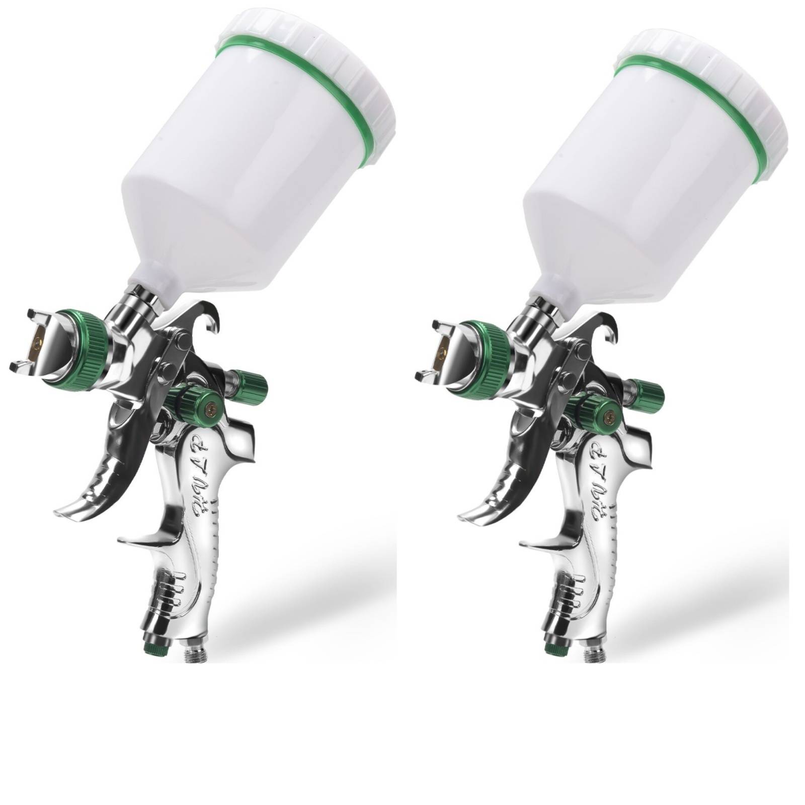 2 x HVLP Lackierpistole 3 Düsen(1.4/1,7/2.0mm) , 600 ml Becher, verstellbare Strahlbreite, Spritzpistole Sprühpistole Airbrushpistole