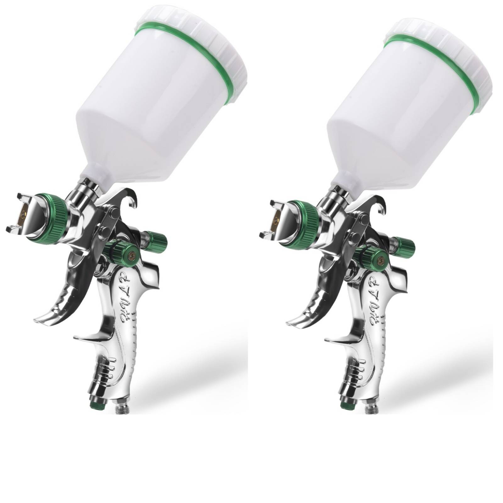2 x HVLP Lackierpistole 3 Düsen(1.4/1,7/2.0mm) , 600 ml Becher, verstellbare Strahlbreite, Spritzpistole Sprühpistole Airbrushpistole