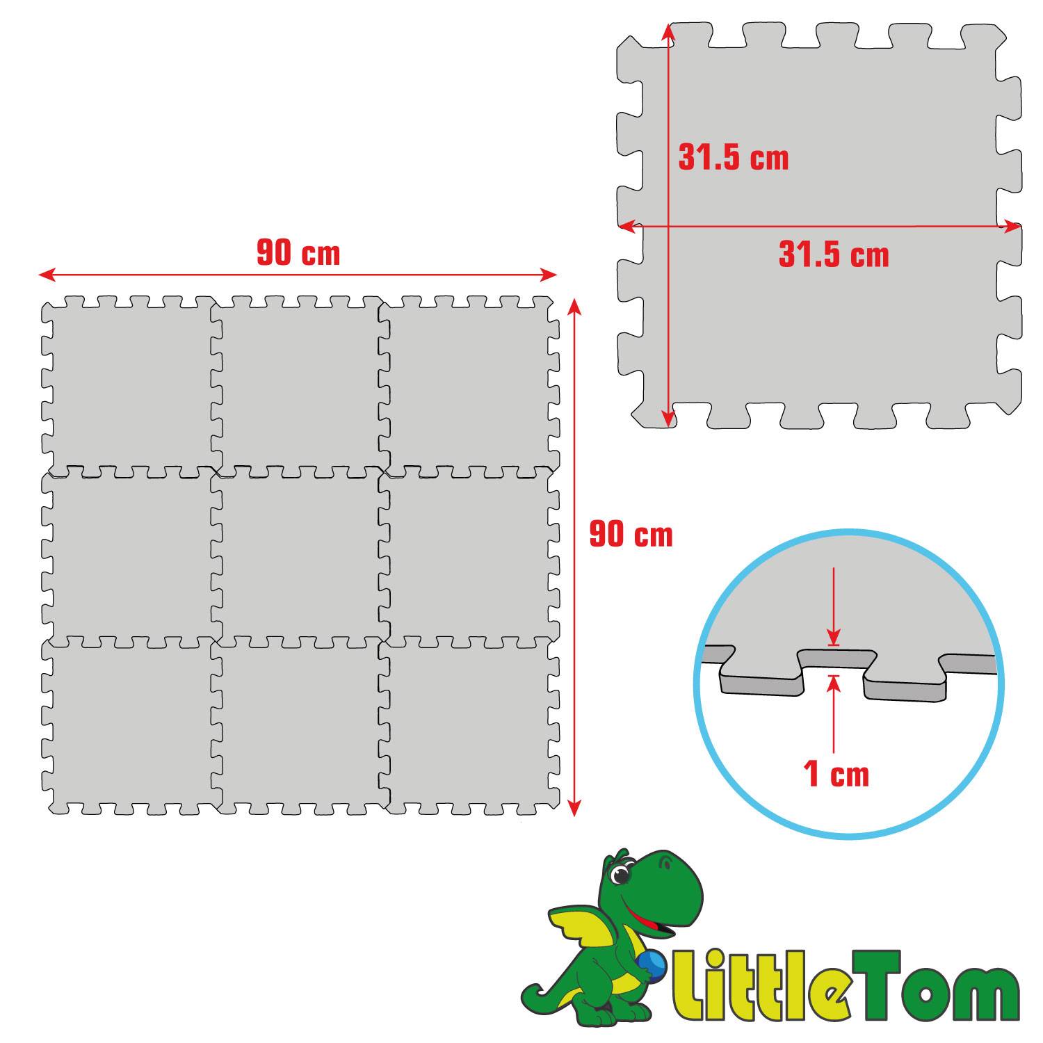 9 Teile Spielmatte Baby Puzzlematte - 30x30 Krabbelmatte Bodenmatte Kinderzimmer