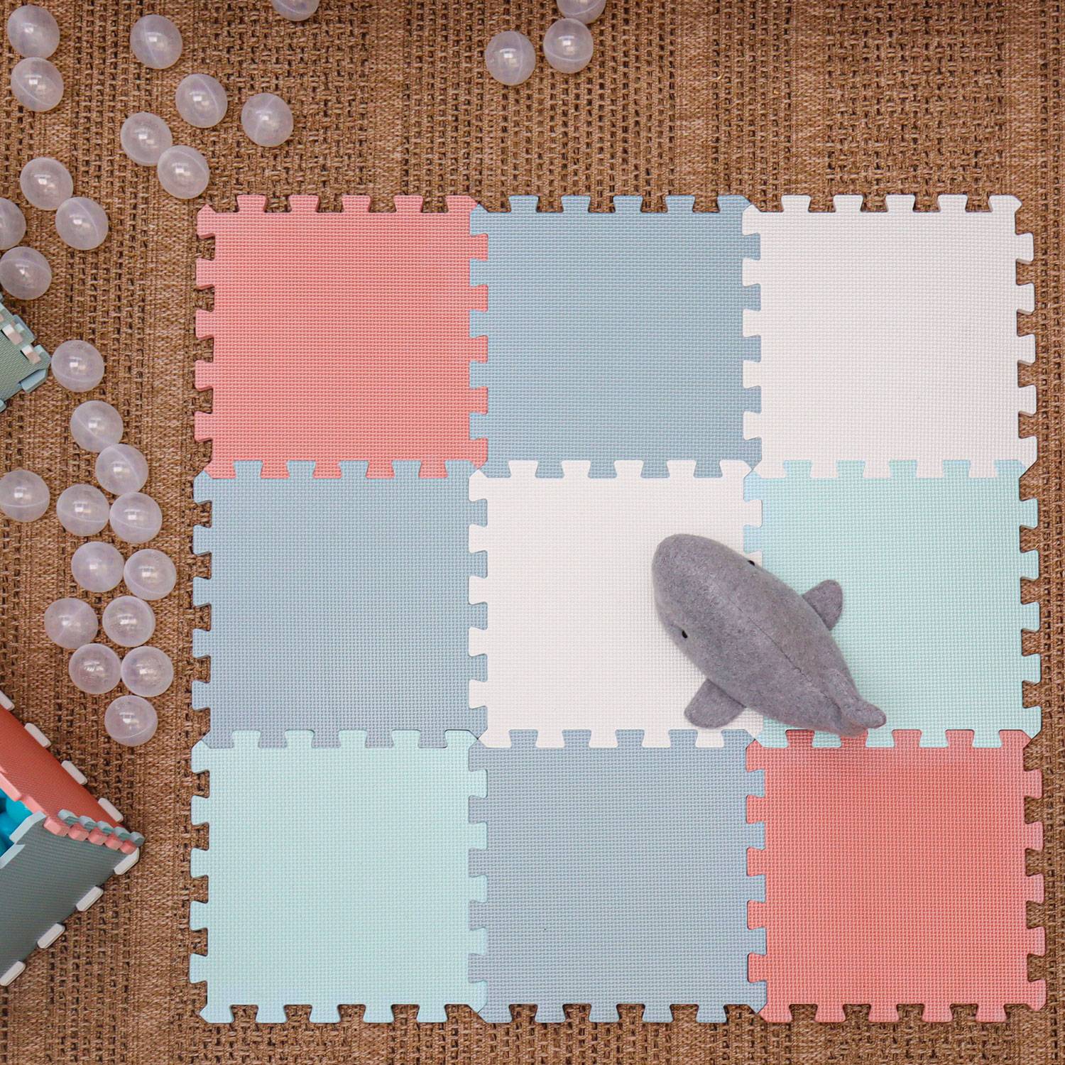 9 Teile Spielmatte Baby Puzzlematte - 30x30 Krabbelmatte Bodenmatte Kinderzimmer