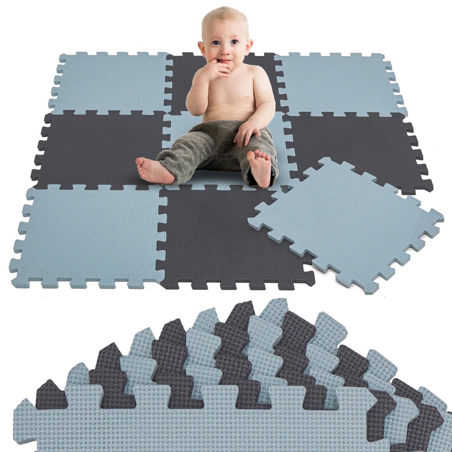 9 Teile Spielmatte Baby Puzzlematte - 30x30 Krabbelmatte Bodenmatte Kinderzimmer