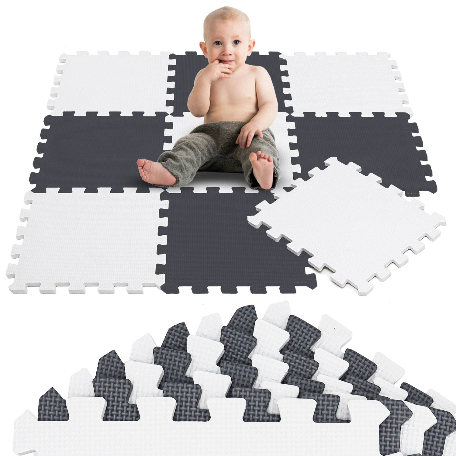 9 Teile Spielmatte Baby Puzzlematte - 30x30 Krabbelmatte Bodenmatte Kinderzimmer