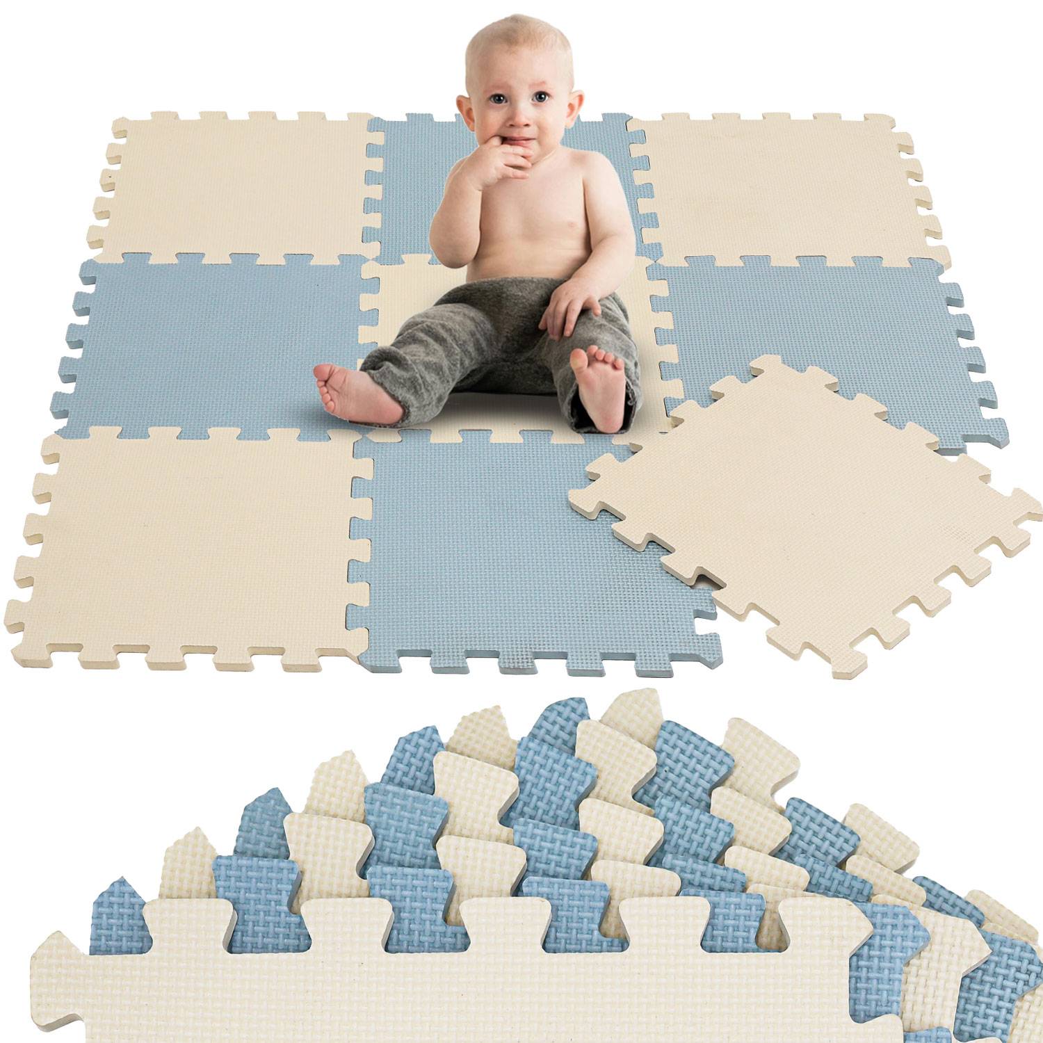 9 Teile Spielmatte Baby Puzzlematte - 30x30 Krabbelmatte Bodenmatte Kinderzimmer