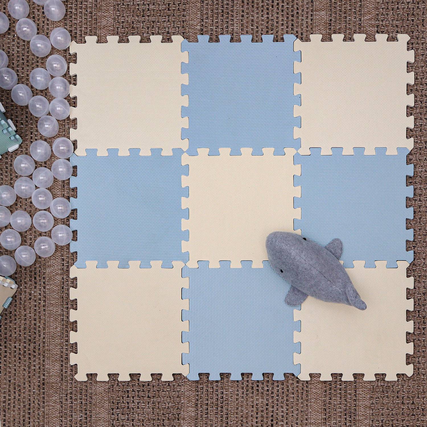 B-Ware Puzzlematte Uni Beige Graublau EVA-032 9 Teile