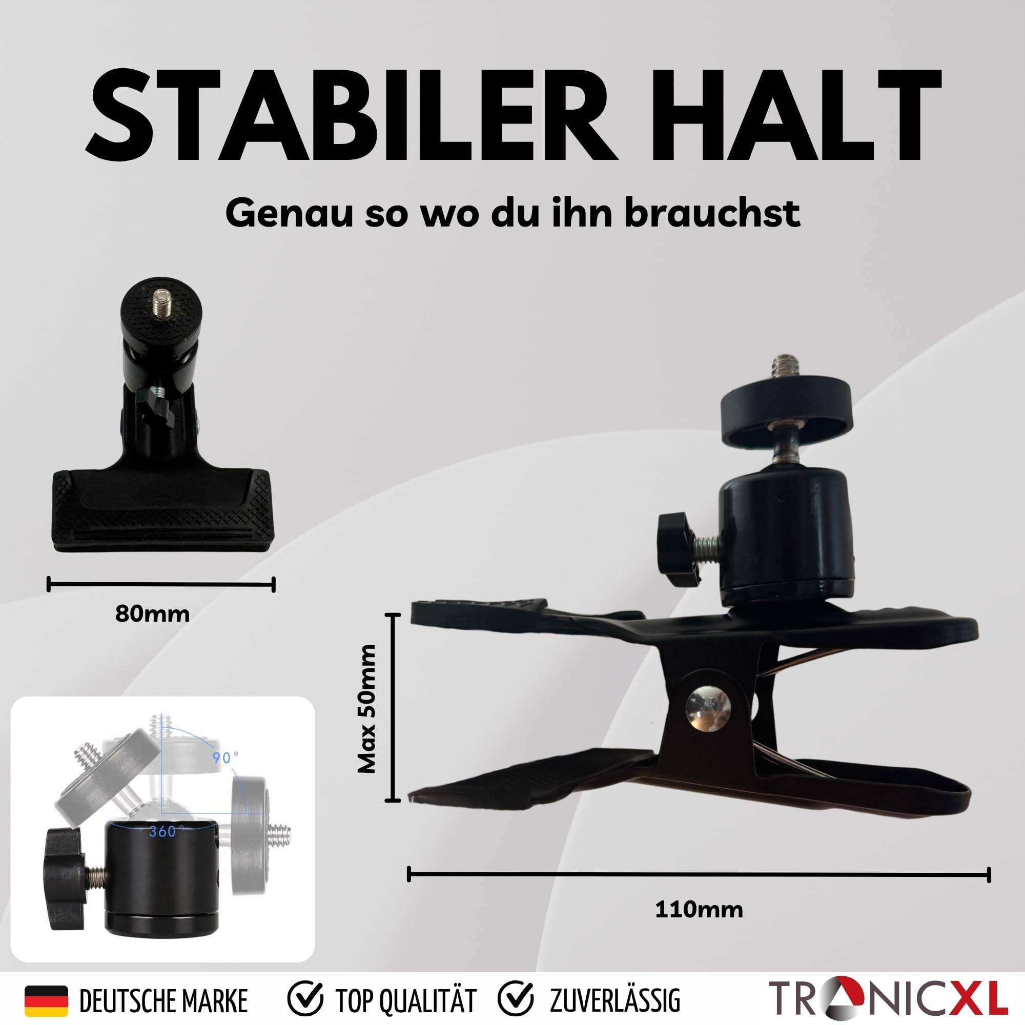 Klemmstativ Tisch Klemme 1/4" mit Kugelkopf für Kamera Lampe CCTV Studio DSLR Kamerahalterung