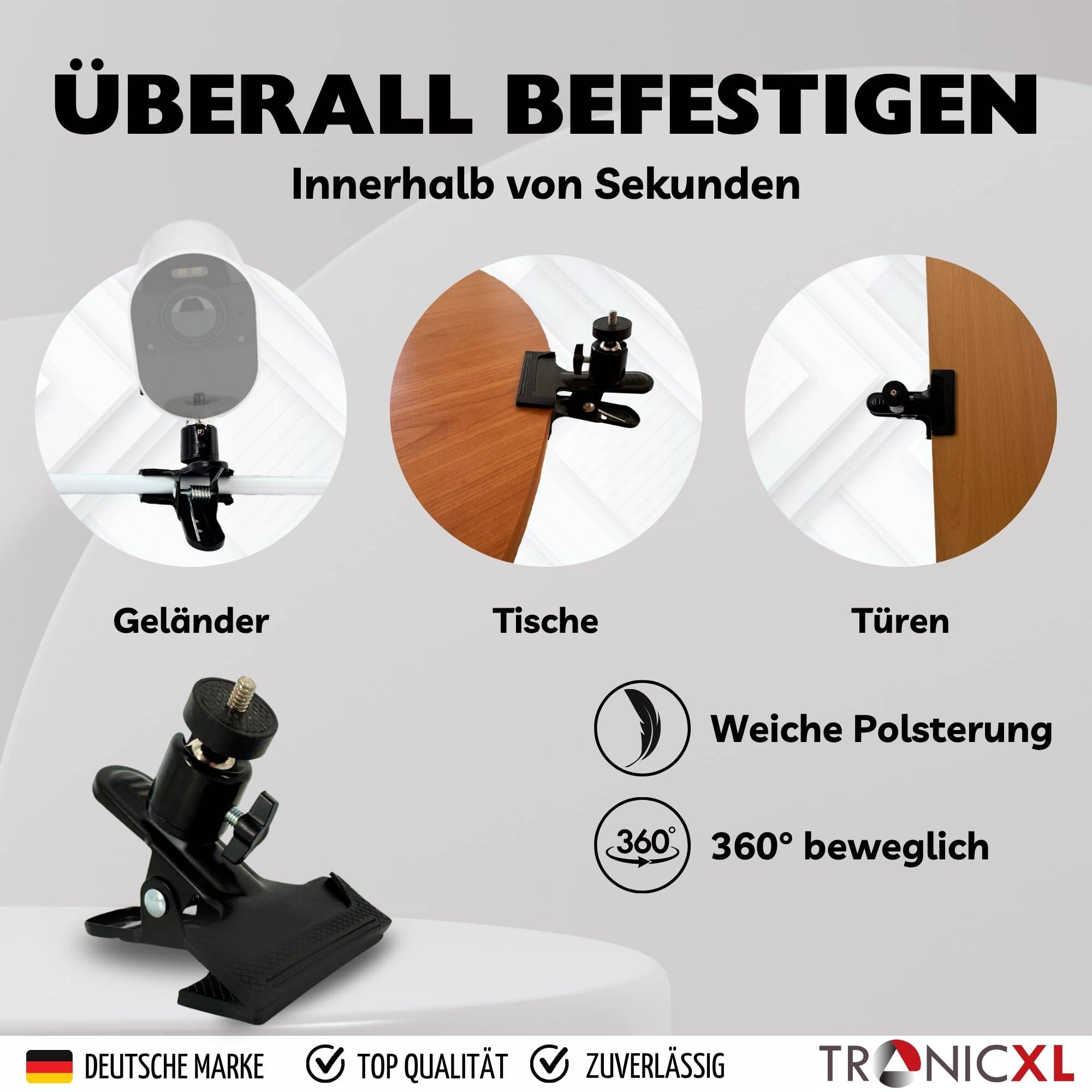 Klemmstativ Halterung Kamera Halter für CCTV Überwachungskamera Ring Cam Arlo Pro Eufy Wyze Pan VR Rift Sensor HTC Vive Basisstation 1/4" Wandhalter