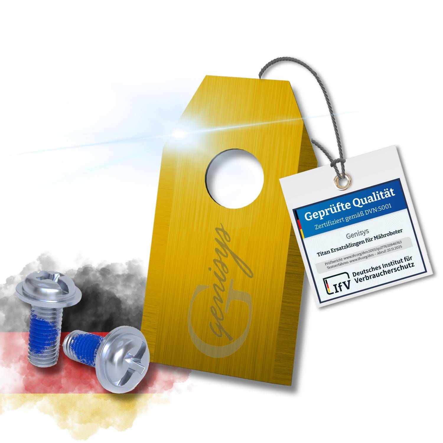 Genisys Titan Ersatz Messer Klingen kompatibel mit Sunseeker V3 X3 X5 X7 Mähroboter - LongLife - 1-Loch bruchsicher [DIN EN 50636 geprüft],18,Stück