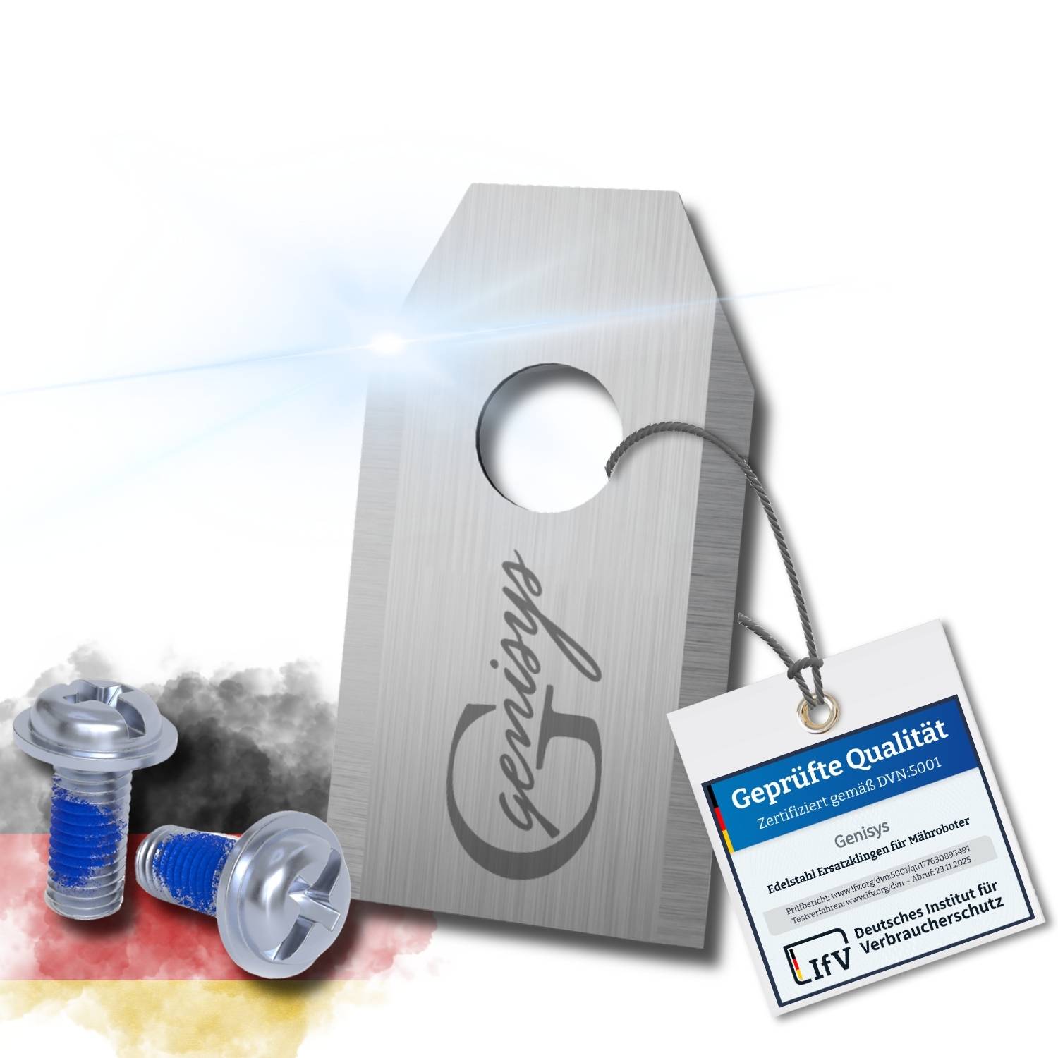 Genisys Edelstahl Ersatz Messer Klingen kompatibel mit Sunseeker V3 X3 X5 X7 Mähroboter - LongLife - 1-Loch bruchsicher [DIN EN 50636 geprüft],18,St