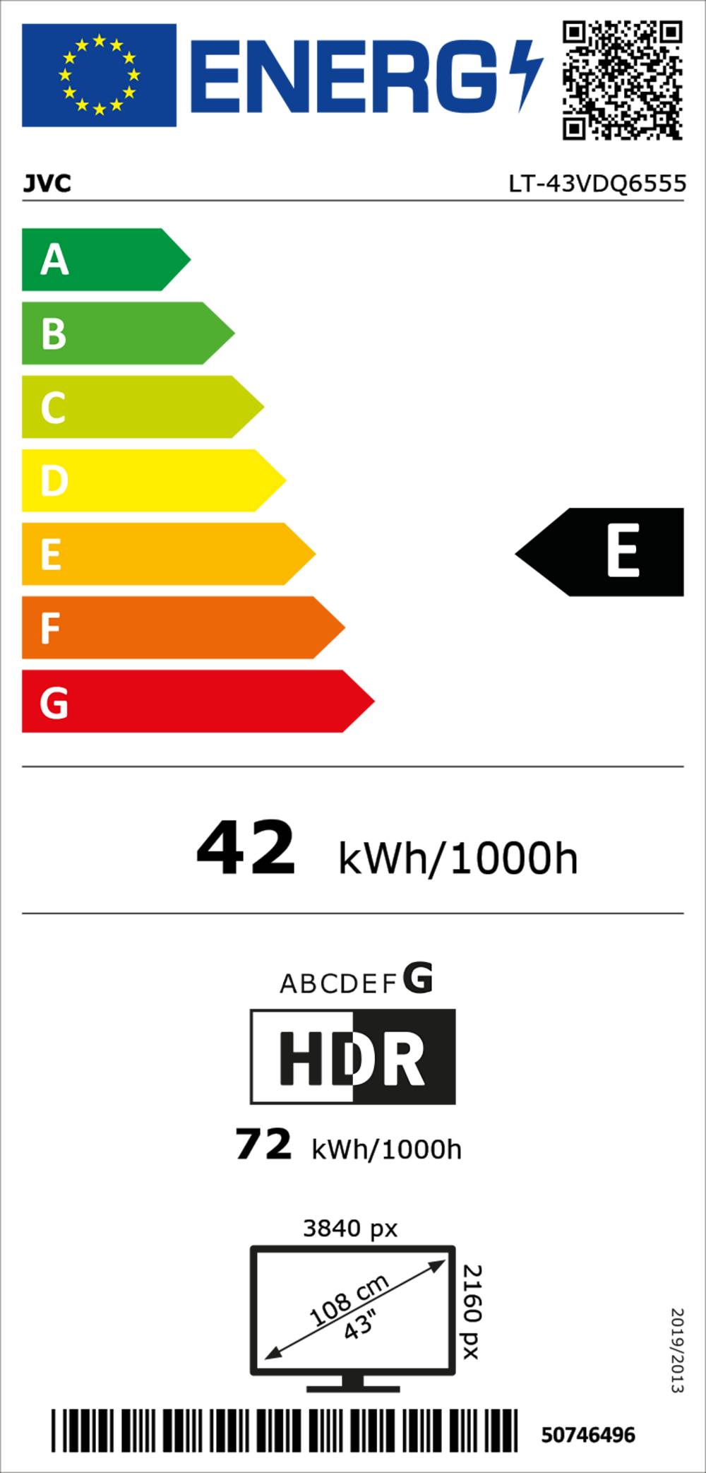 JVC QLED Fernseher 43 Zoll Smart TV VIDAA LT-43VDQ6555 4K UHD TV Dolby Vision HDR Triple-Tuner