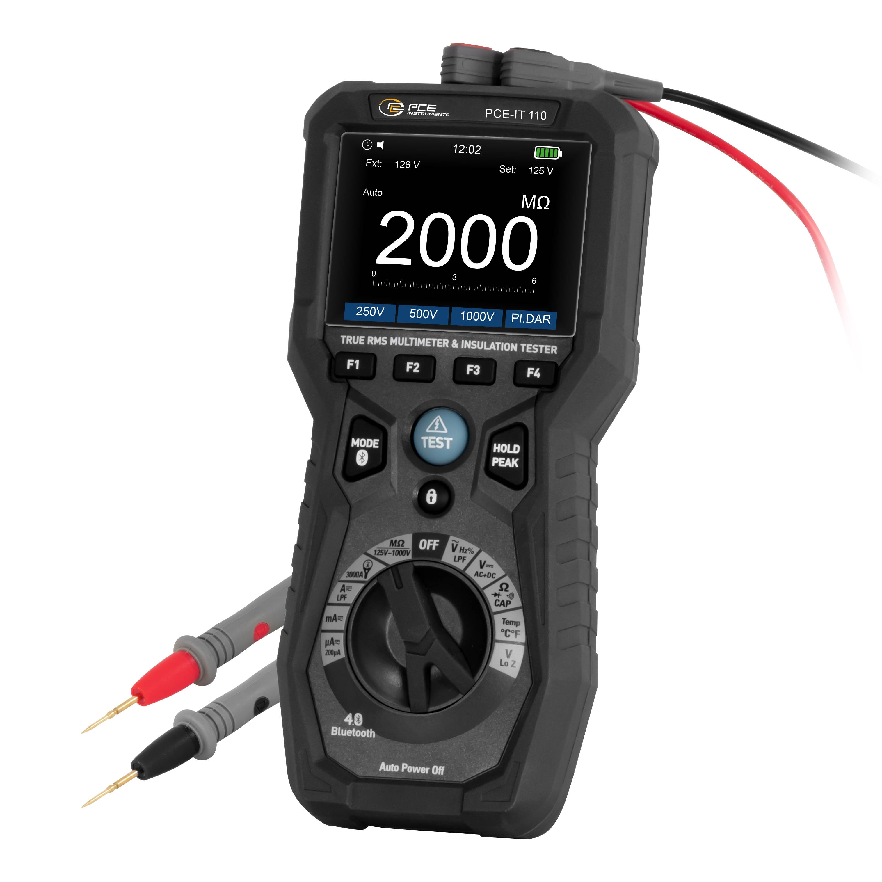 PCE Instruments Isolationstester PCE-IT 110 |Isolationswiderstand 0,125 ... 6000 MΩ |Auflösung 1 MΩ |Diodenmessung