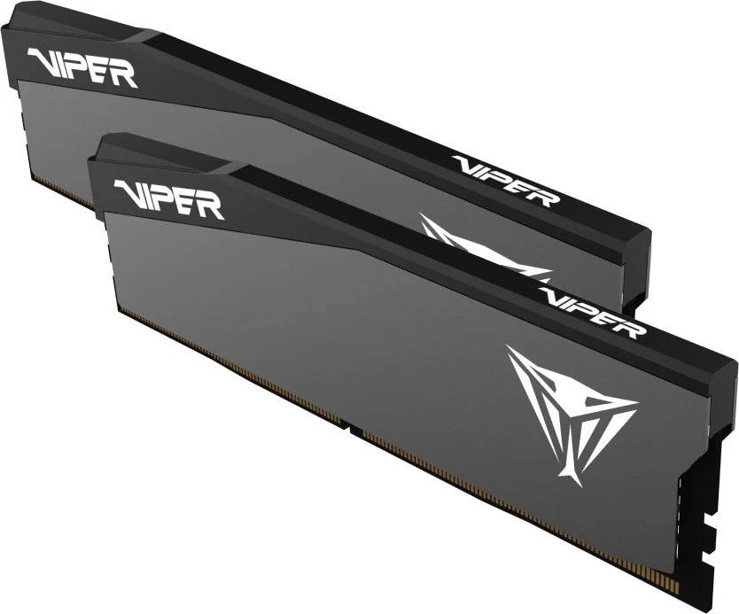Zwei Sticks des Viper-RAM-Moduls mit schwarzem und silbernem Design, das das Logo der Marke zeigt. Wird zur Verbesserung der Computerleistung verwendet.