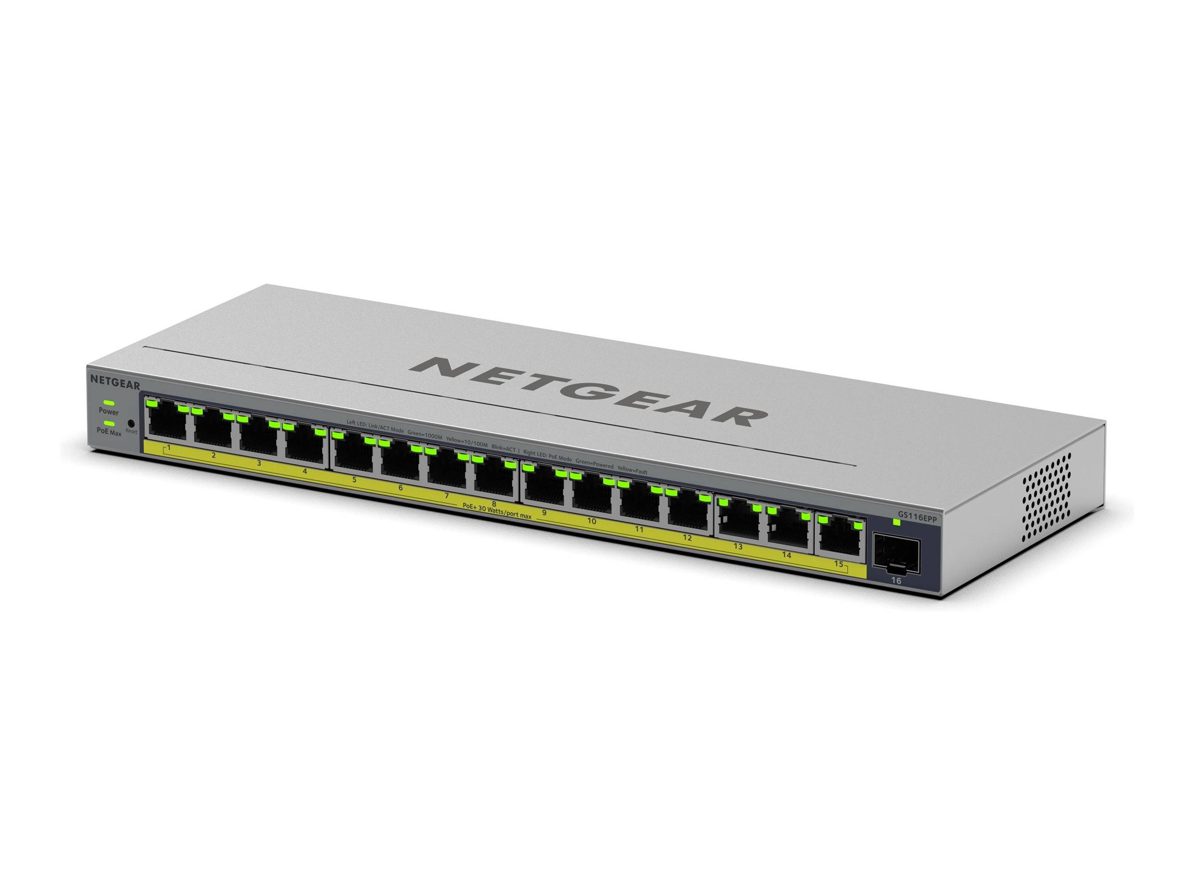 NETGEAR 16PT GB PLUS Switch W/ POE+ GS116EPP