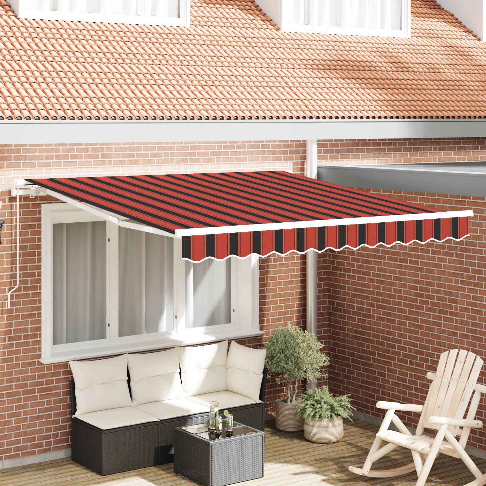 vidaXL Einziehmarkise Manuell Orange und Braun 300x250 cm