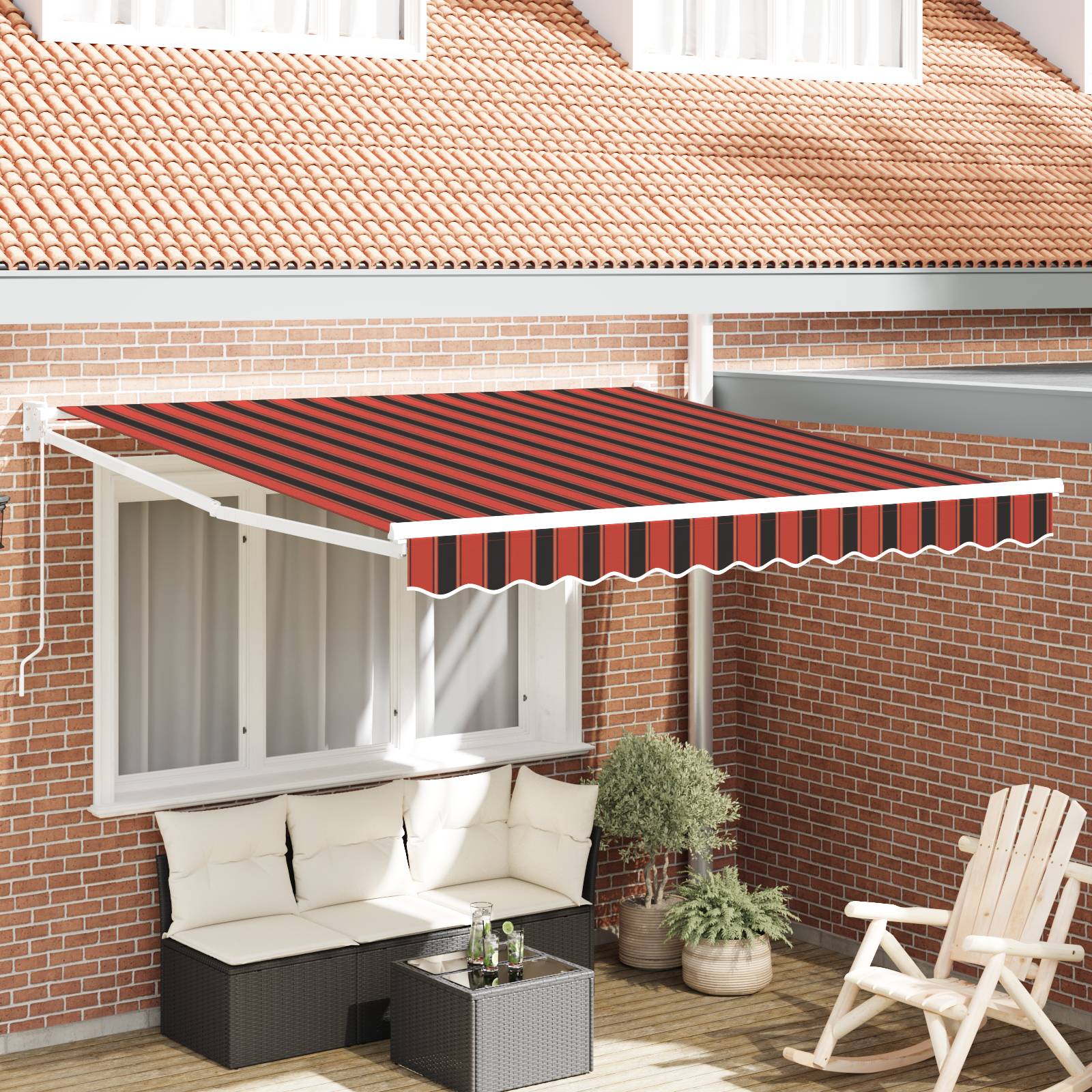 vidaXL Manuelle Einziehbare Markise Orange und Braun 300x250 cm