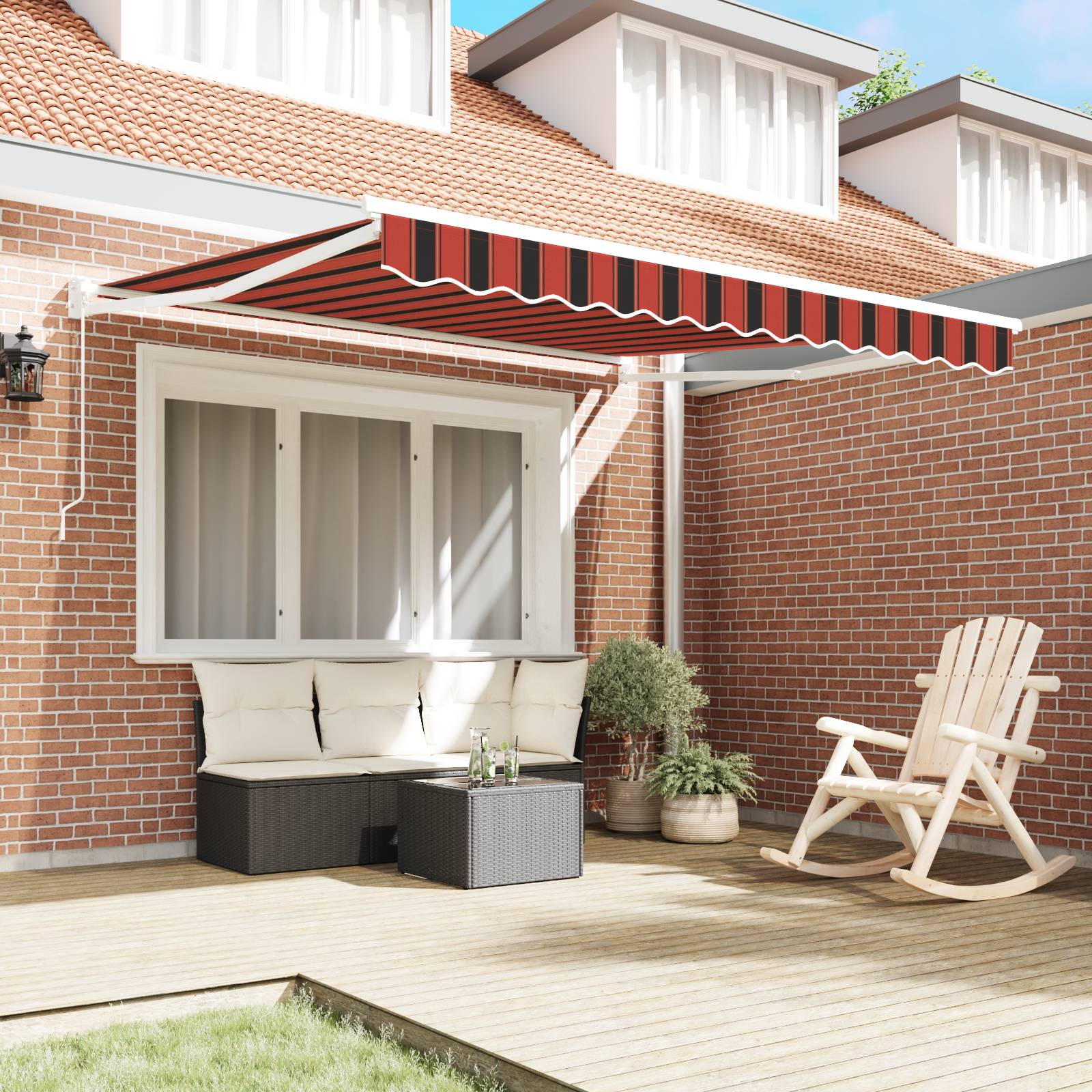 vidaXL Manuelle einziehbare Markise Orange und Braun 350x250 cm