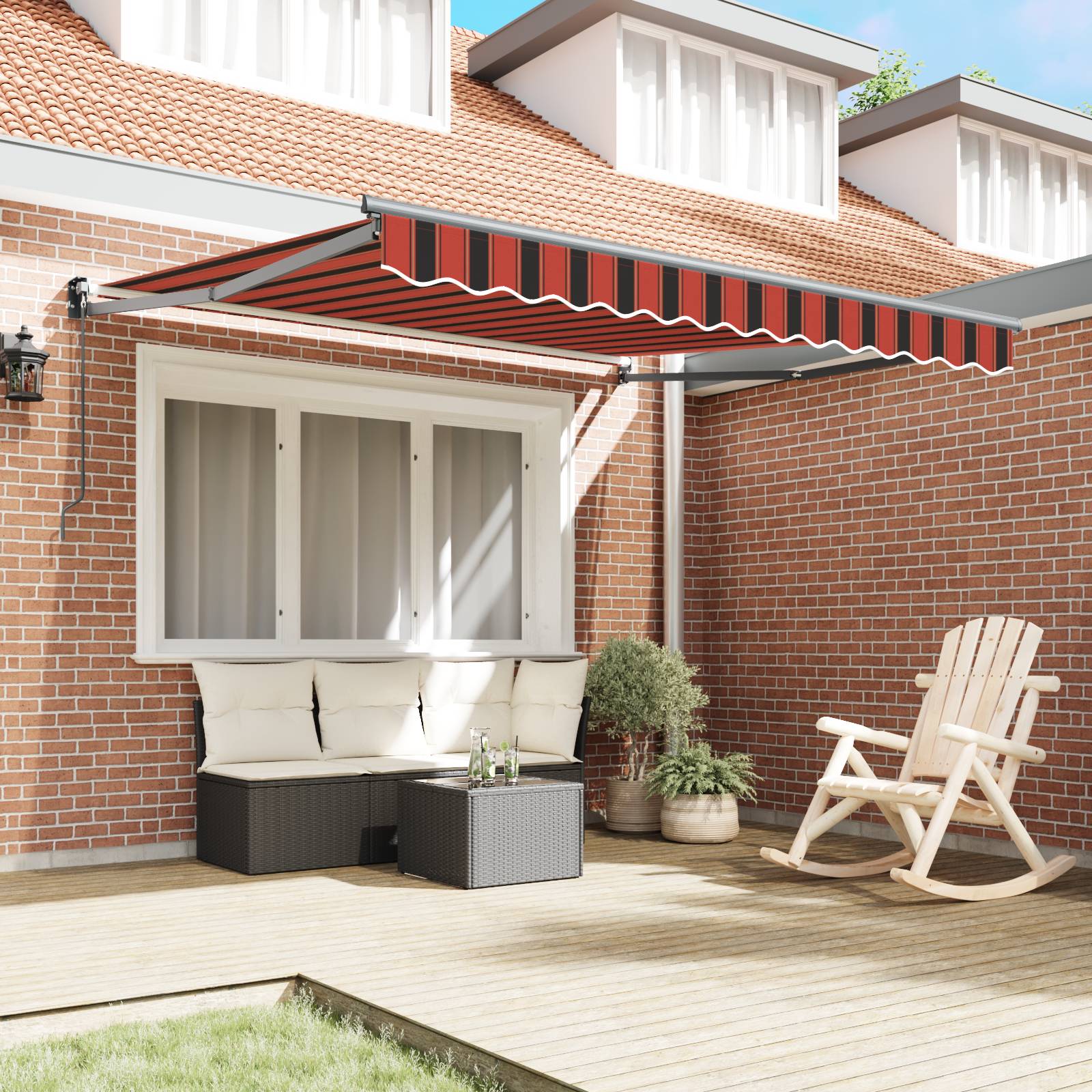 vidaXL manuelle einziehbare Markise Orange und Braun 300x250 cm
