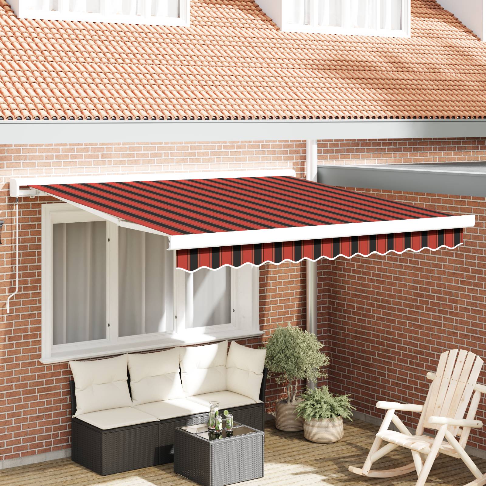 vidaXL Manuelle einziehbare Markise in Orange und Braun 350x250 cm